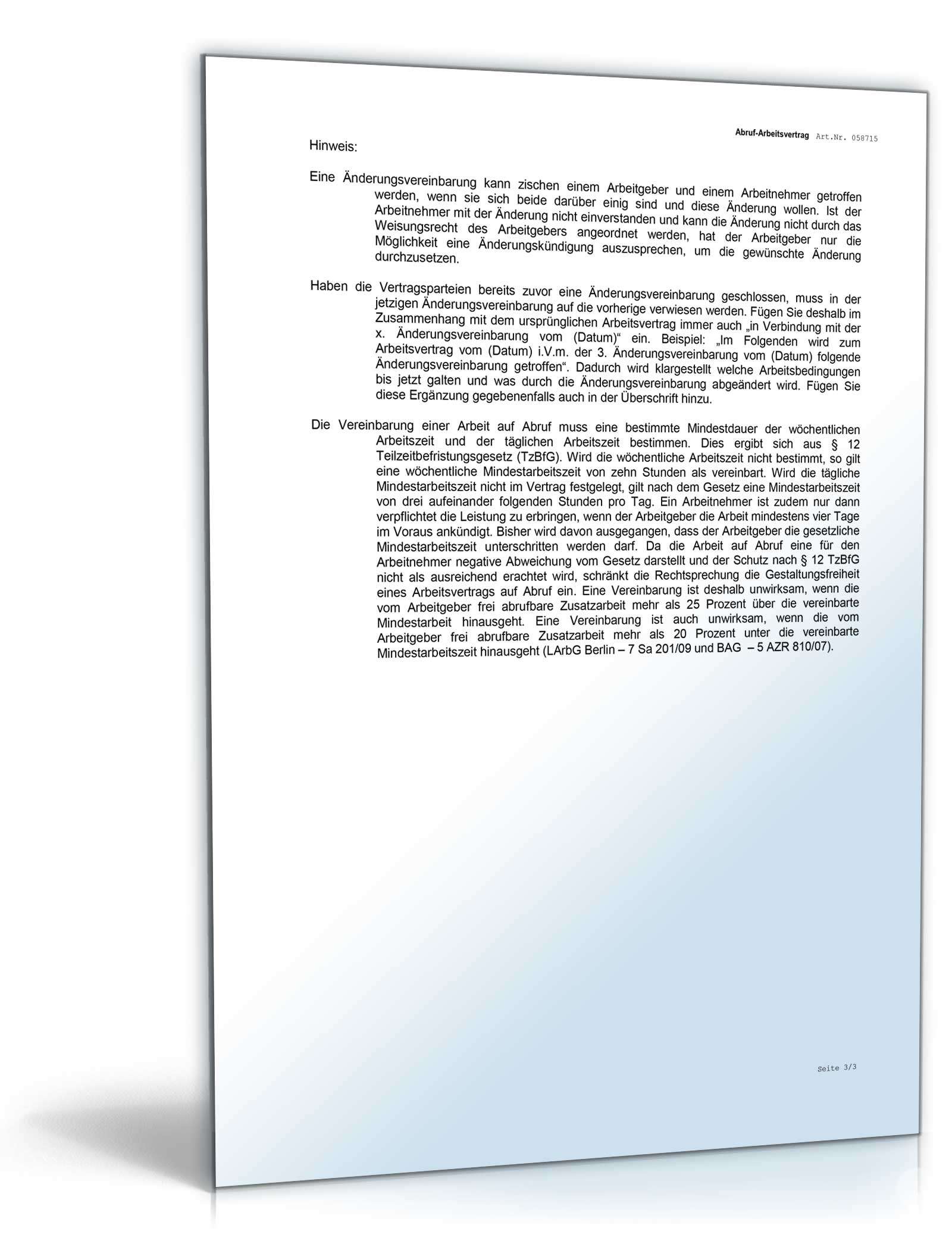 Änderungsvereinbarung Arbeit auf Abruf Word. Seite: 4