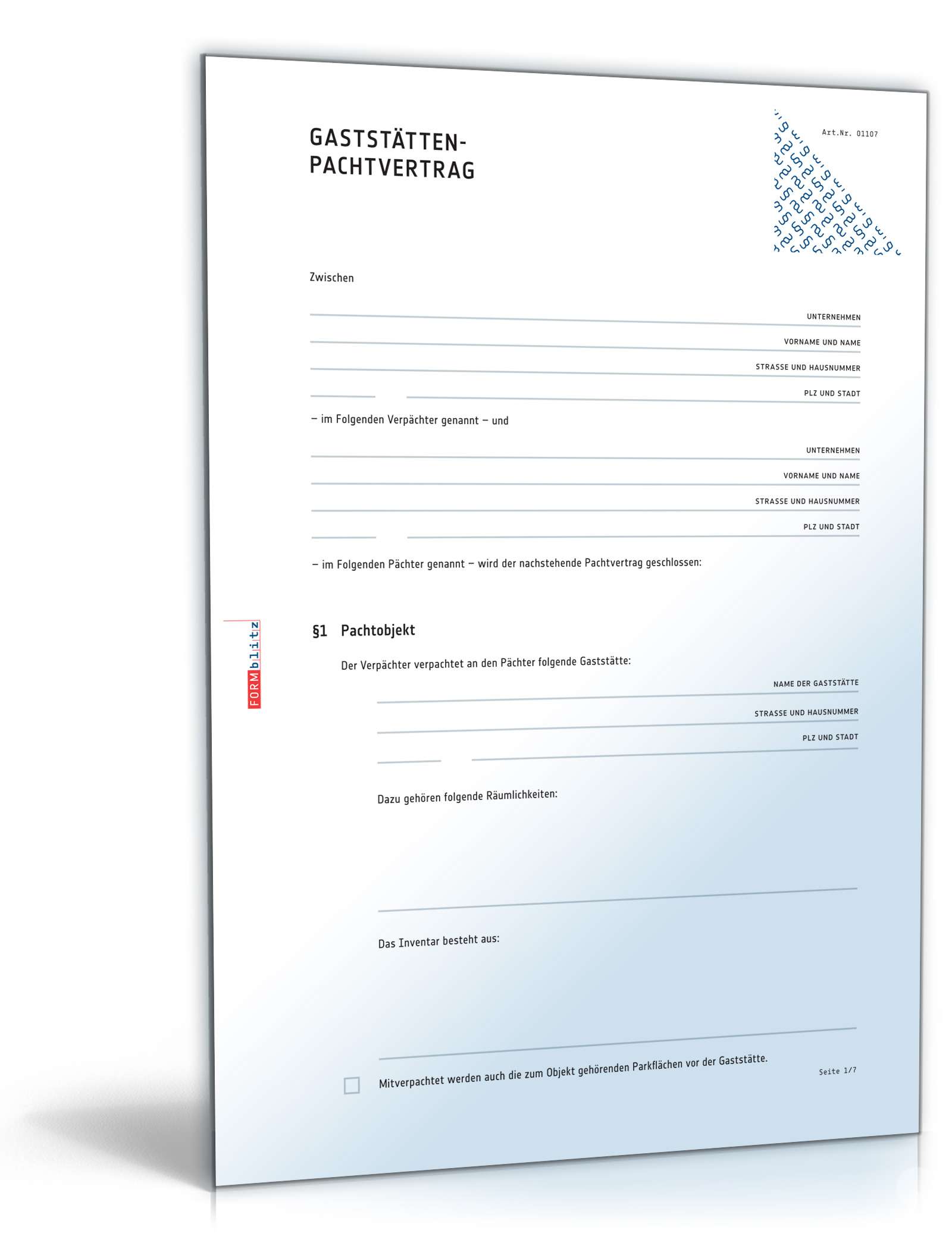 Pachtvertrag Gaststätte PDF