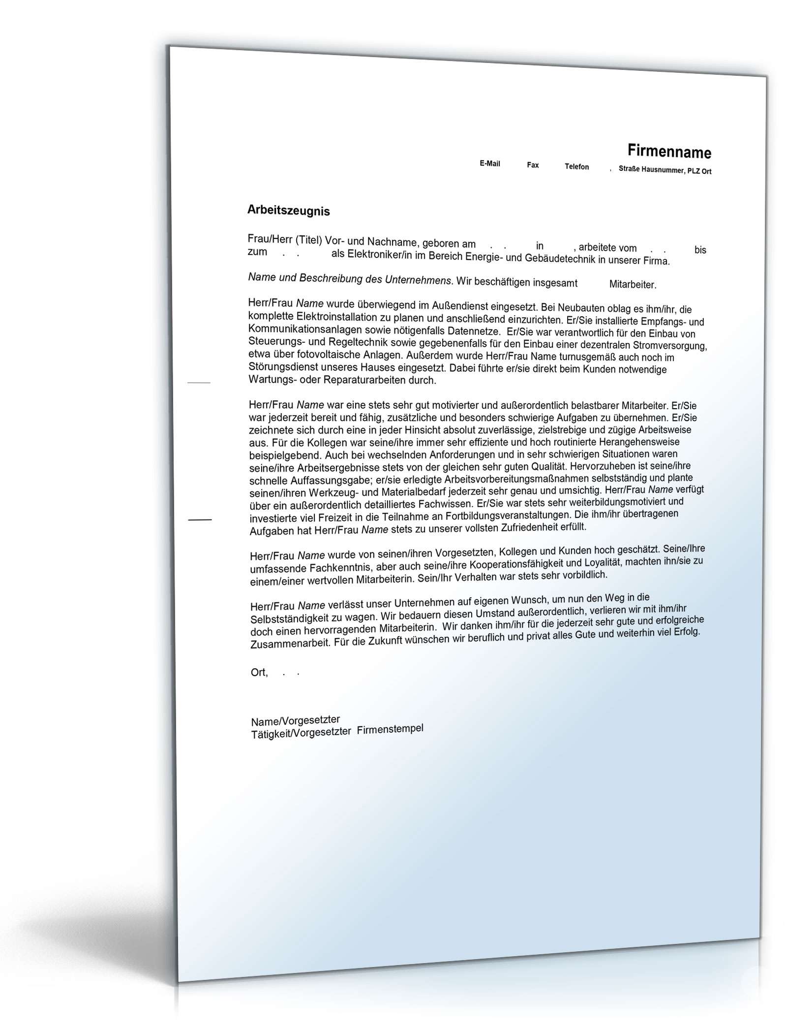 Arbeitszeugnis Elektroniker Excel. Seite: 4