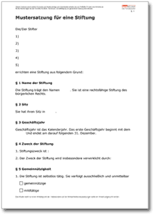 Mustersatzung Stiftung Word
