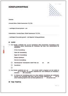 Künstlervertrag Word