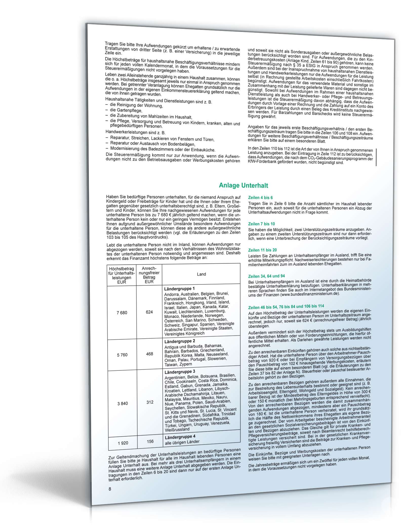 Anleitung zur Einkommensteuererklärung 2007 PDF. Seite: 8