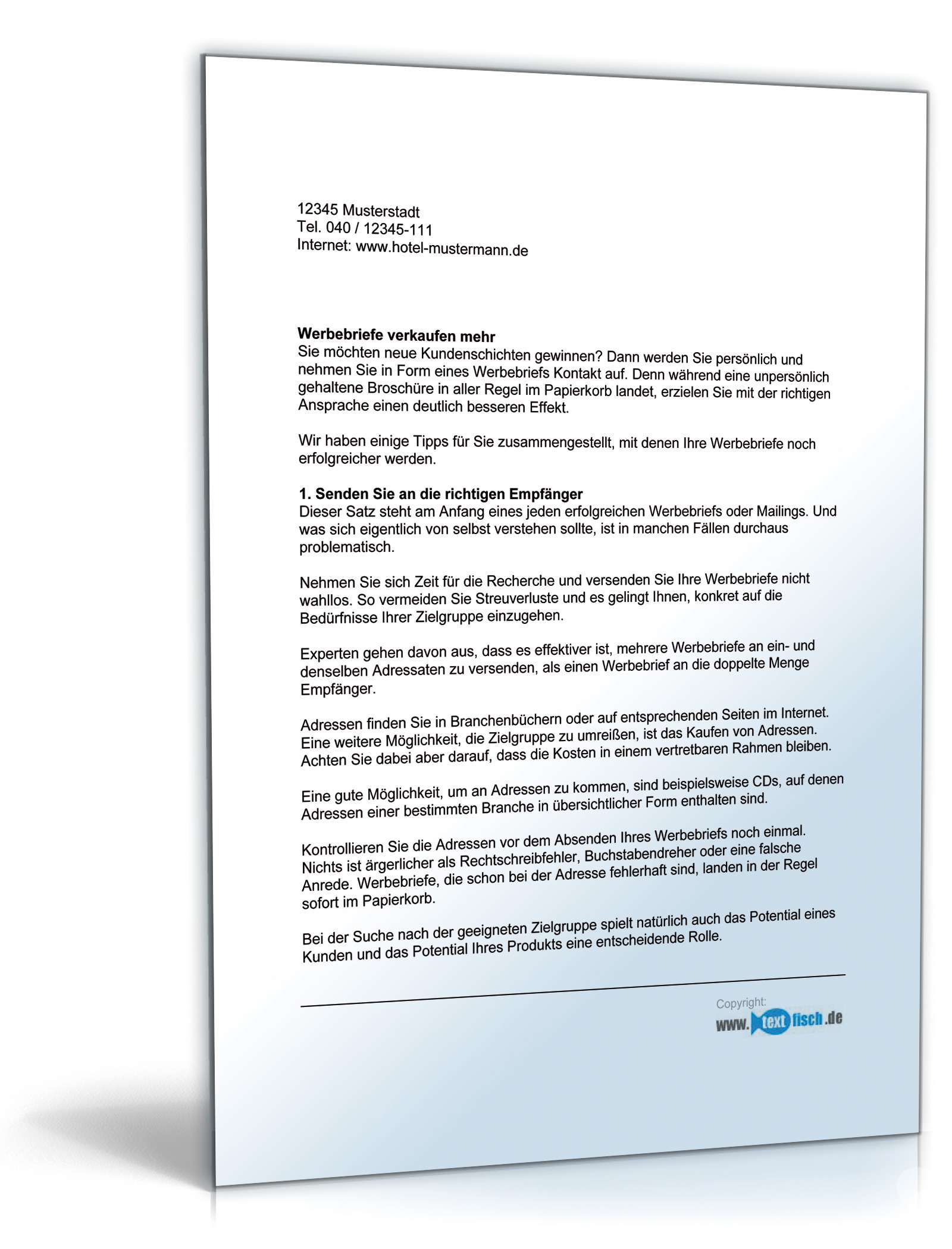 Werbebrief für ein Hotel PDF. Seite: 2