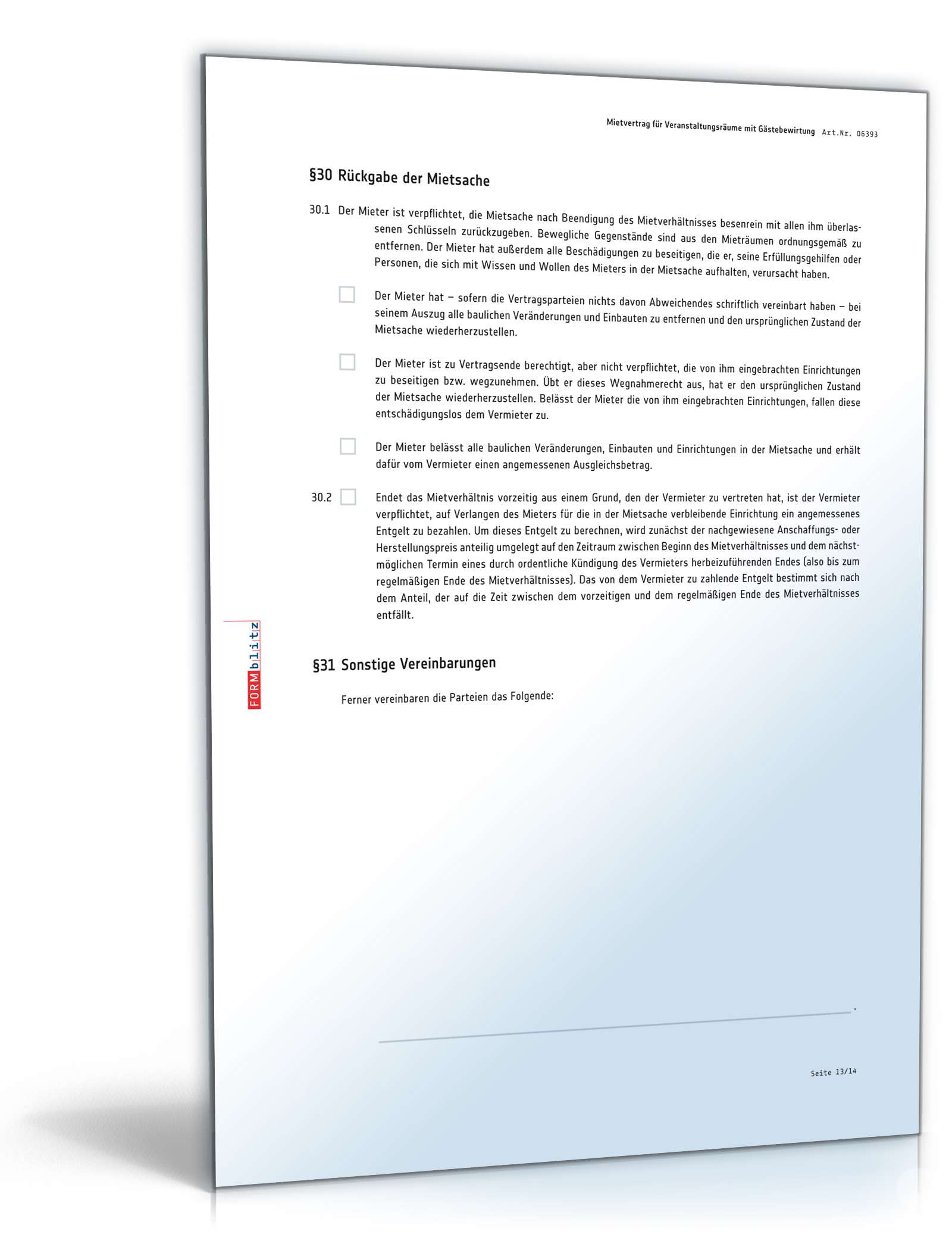 Mietvertrag Veranstaltungsraum PDF. Seite: 13