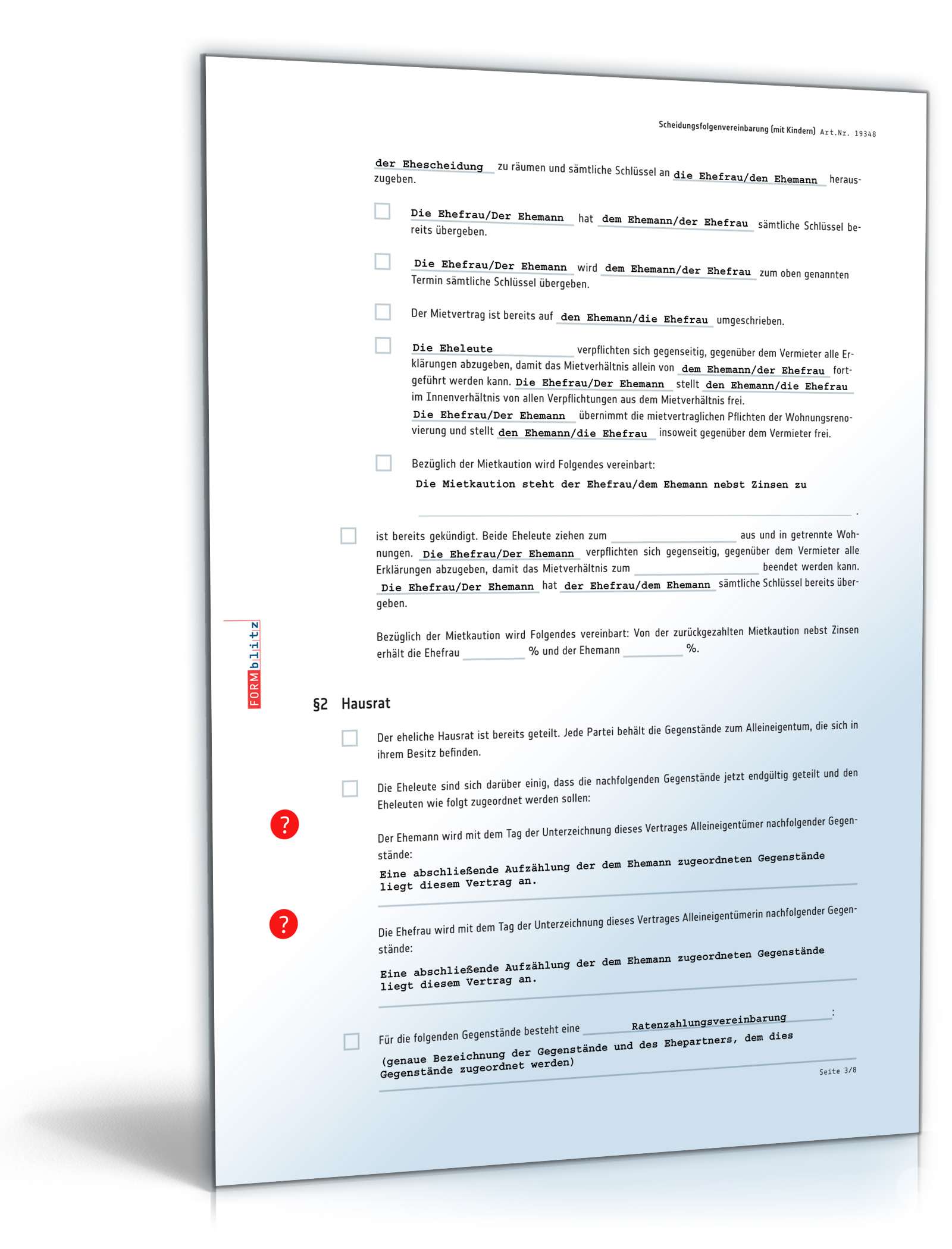 Scheidungsfolgenvereinbarung Eheleute mit Kinder PDF. Seite: 3