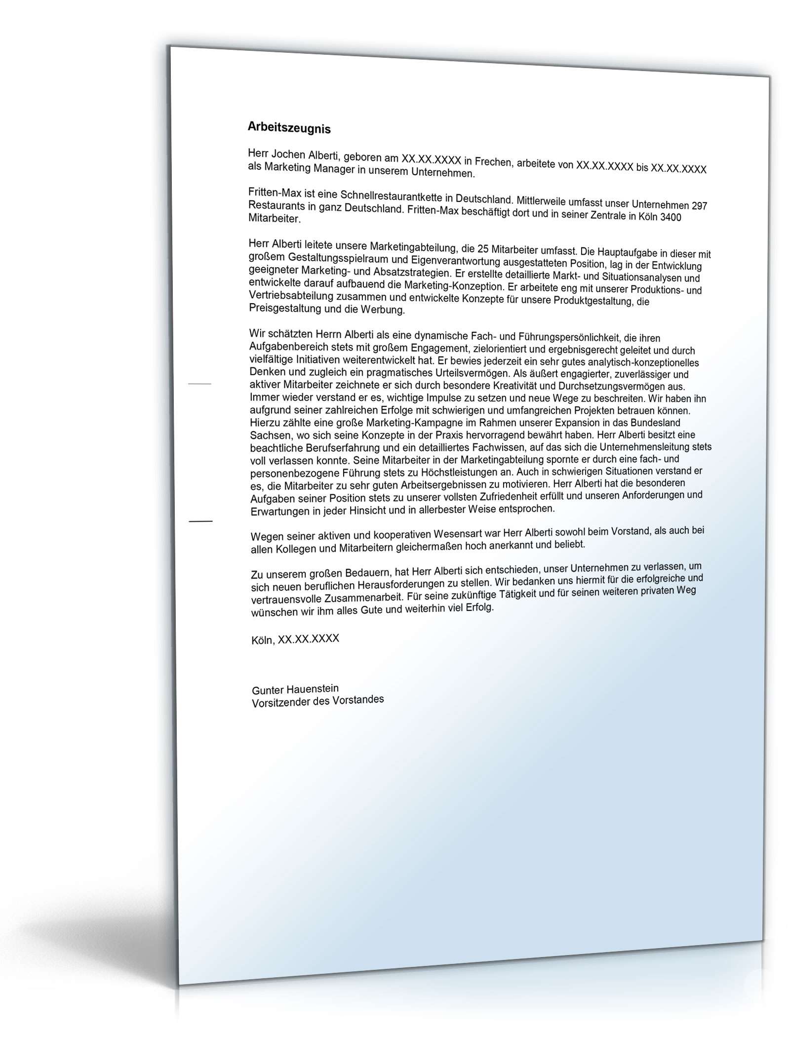Arbeitszeugnis Marketing Manager Excel. Seite: 3