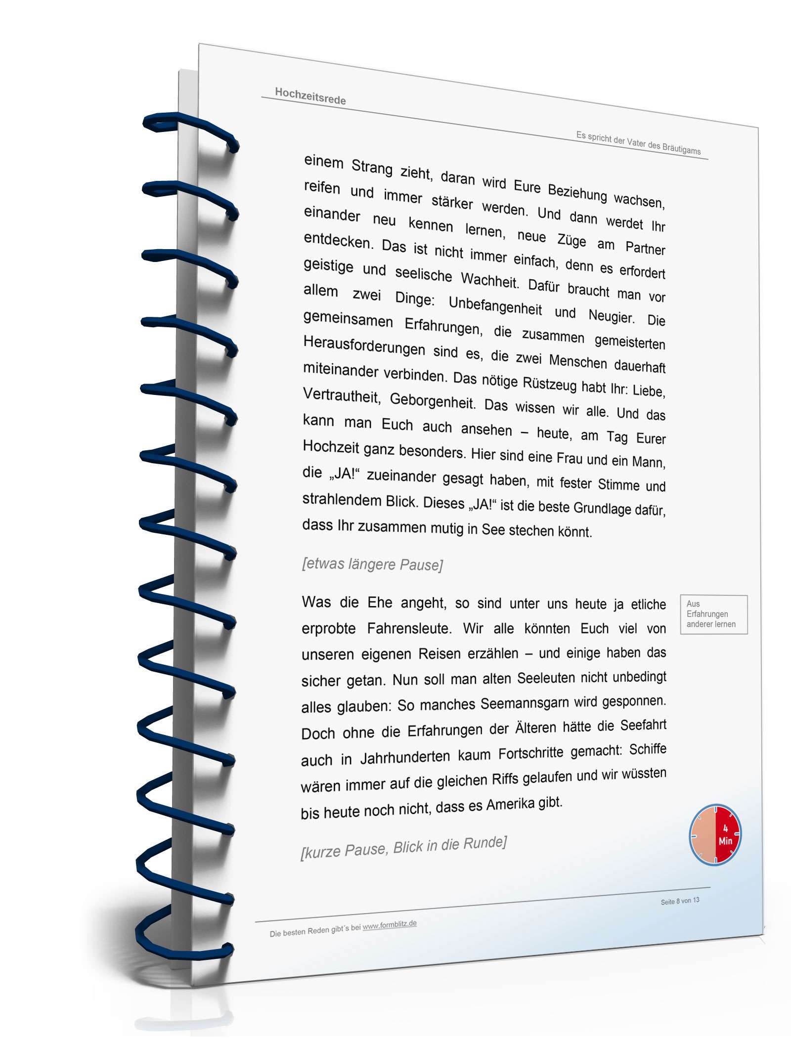 Hochzeitsrede Vater des Bräutigams zur Hochzeitsfeier Word. Seite: 8