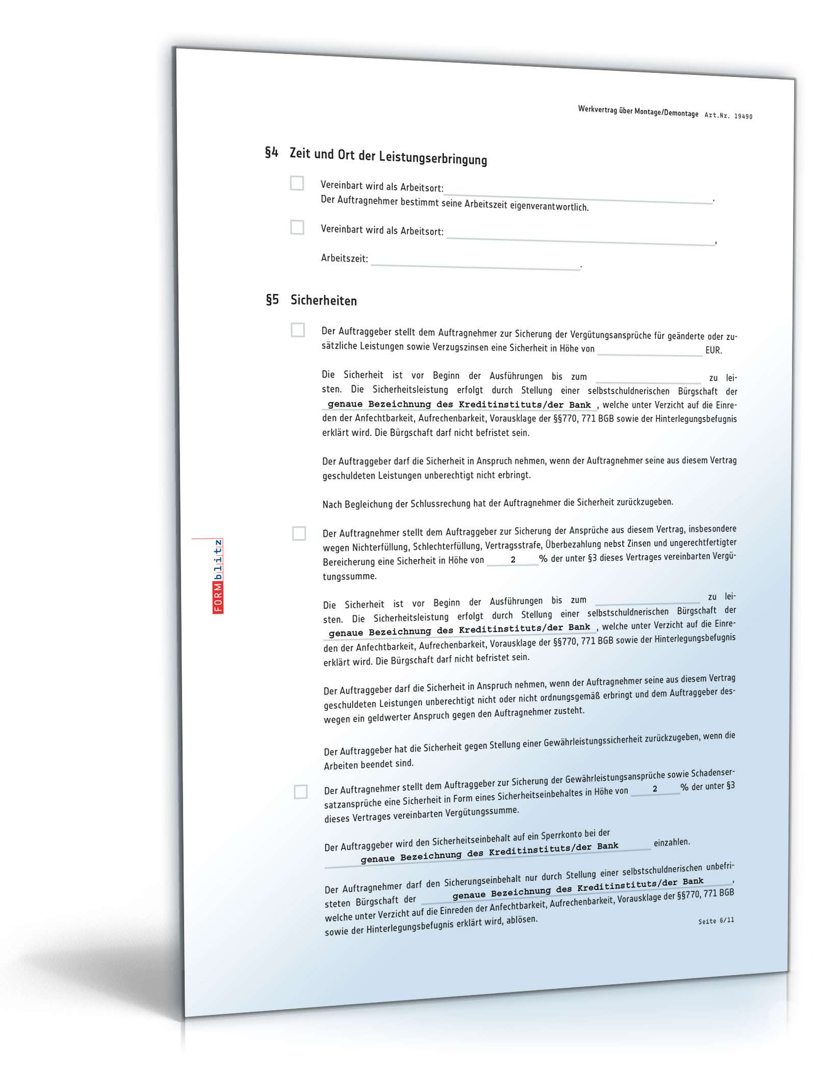 Werkvertrag Montage oder Demontage PDF. Seite: 6