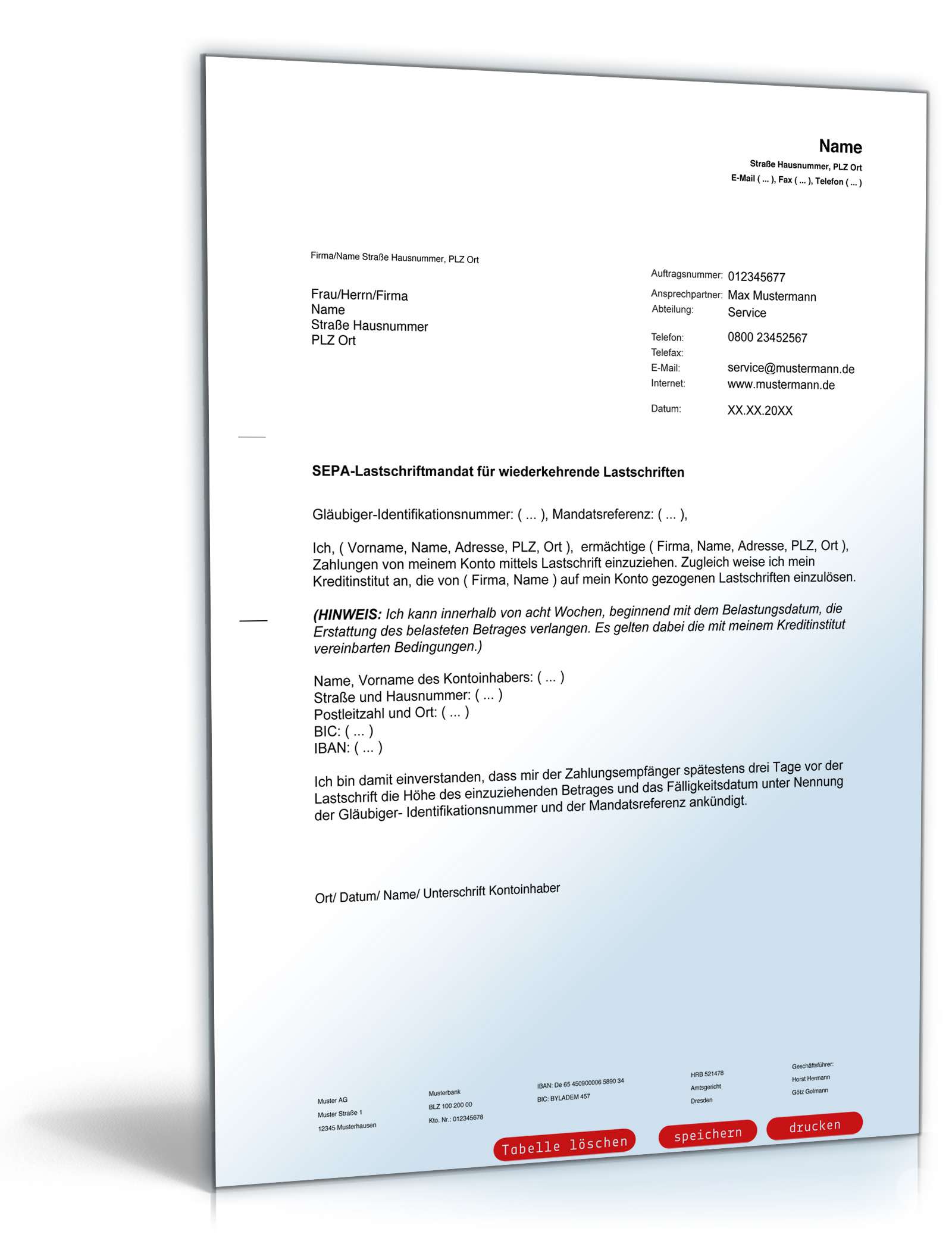 SEPA-Lastschriftmandat PDF