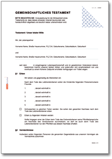 Gemeinschaftliches Testament eingetragene Lebenspartner Word