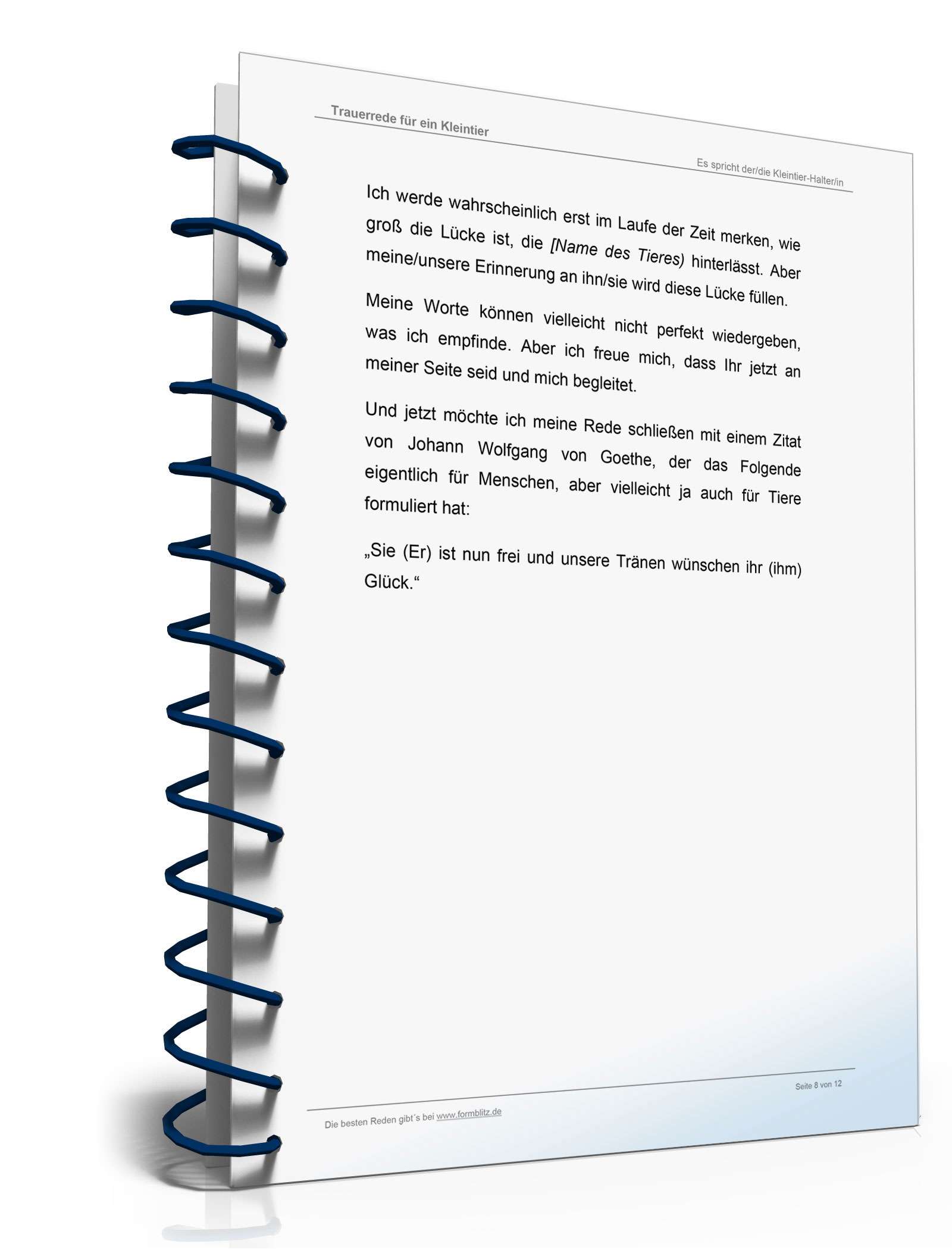 Trauerrede für ein Kleintier  Word. Seite: 8