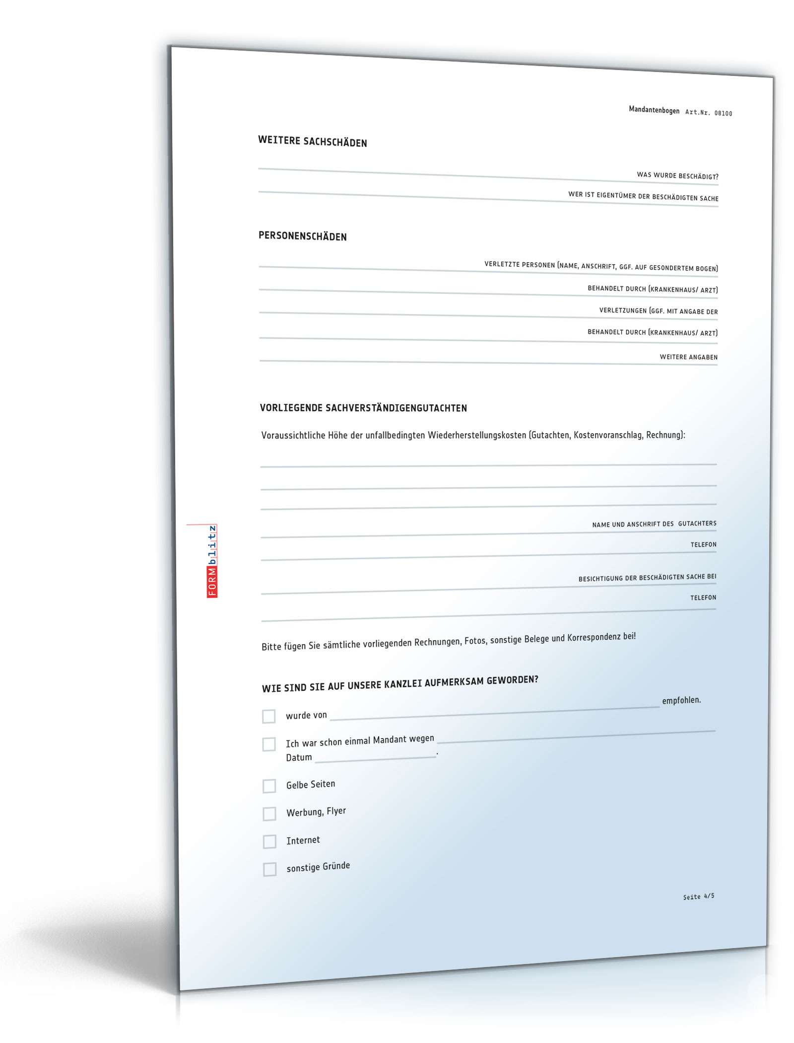 Mandantenbogen Verkehrssachen PDF. Seite: 4