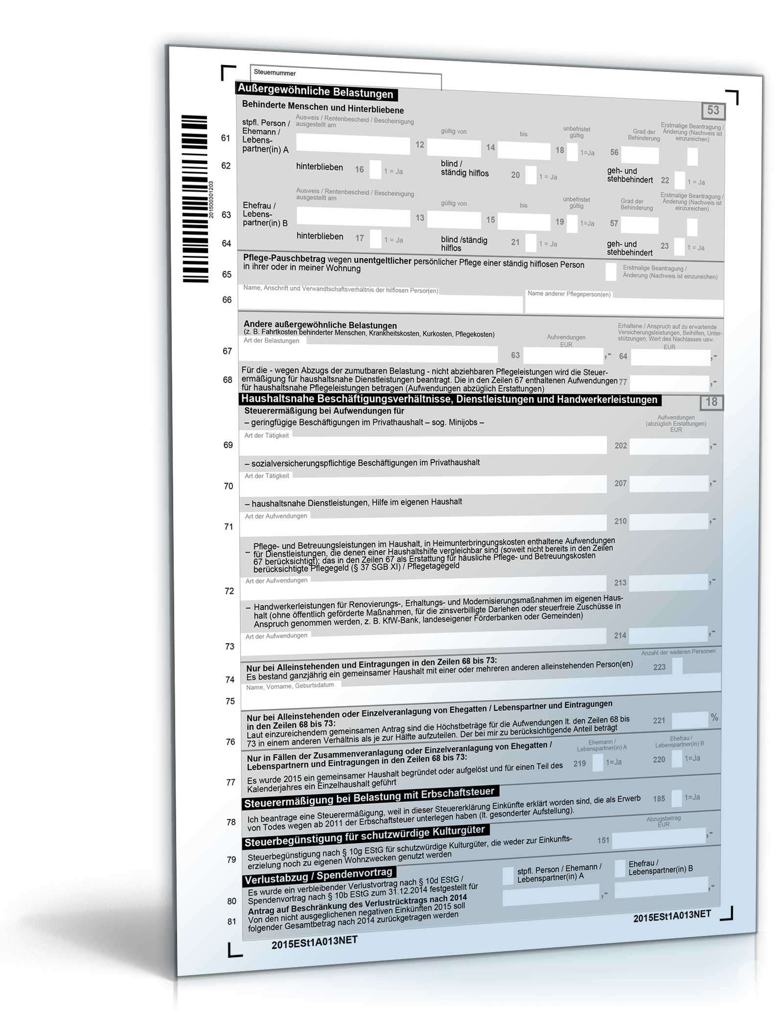 Einkommensteuererklärung 2015 - Mantelbogen  PDF. Seite: 3
