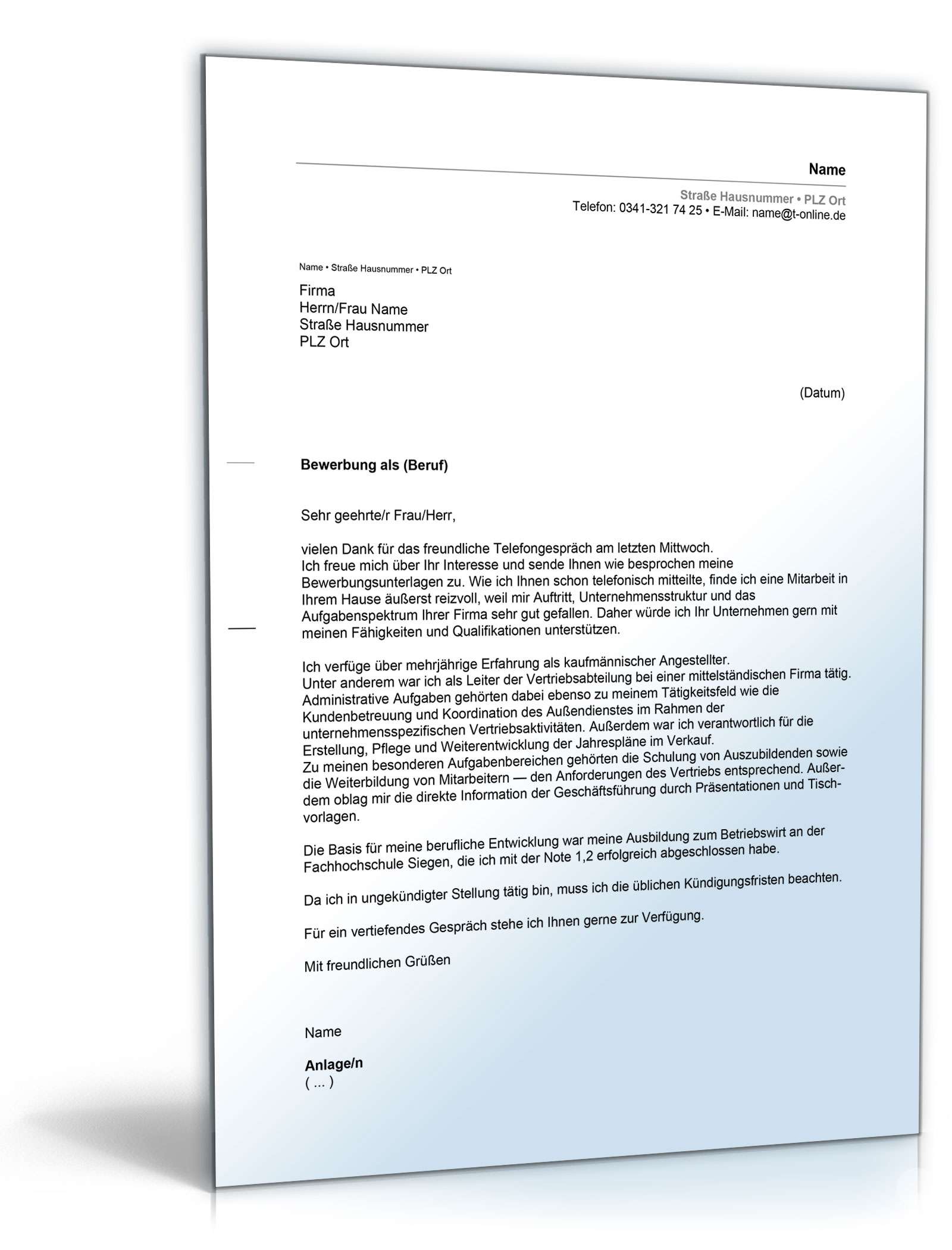 Anschreiben Bewerbung Excel