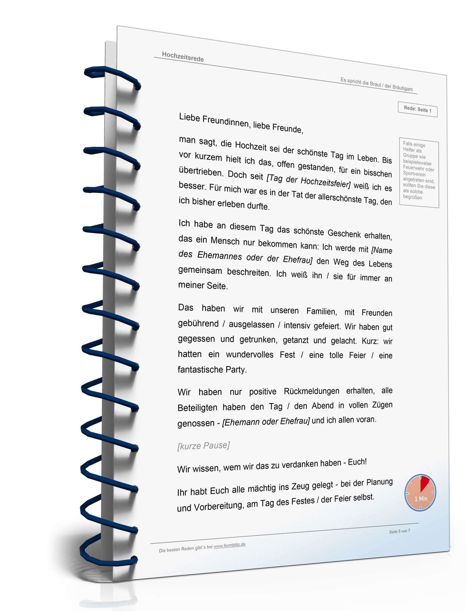 Hochzeitsrede Dankesworte zur Nachfeier mit den Helfern Word. Seite: 5