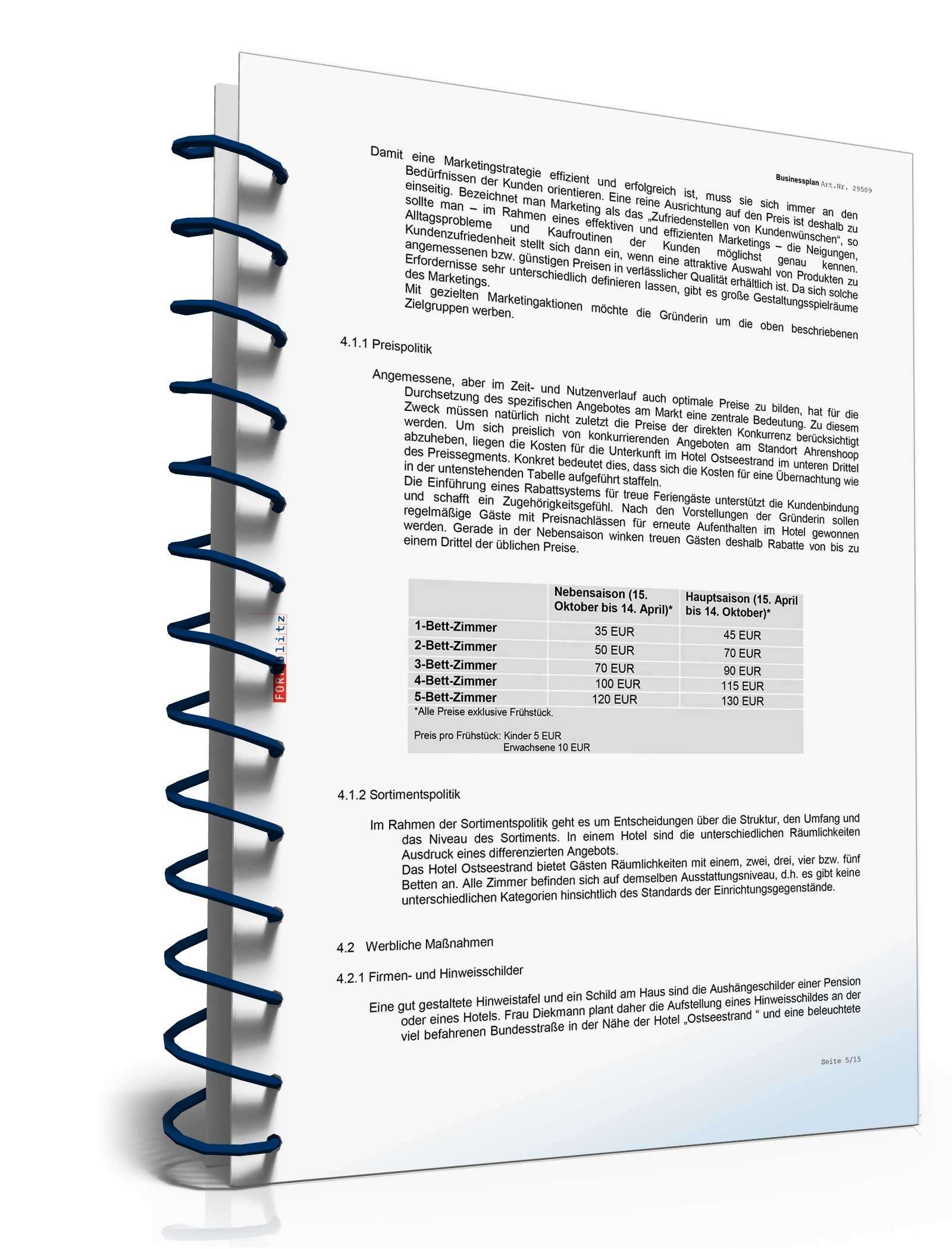 Businessplan Hotel Excel. Seite: 6
