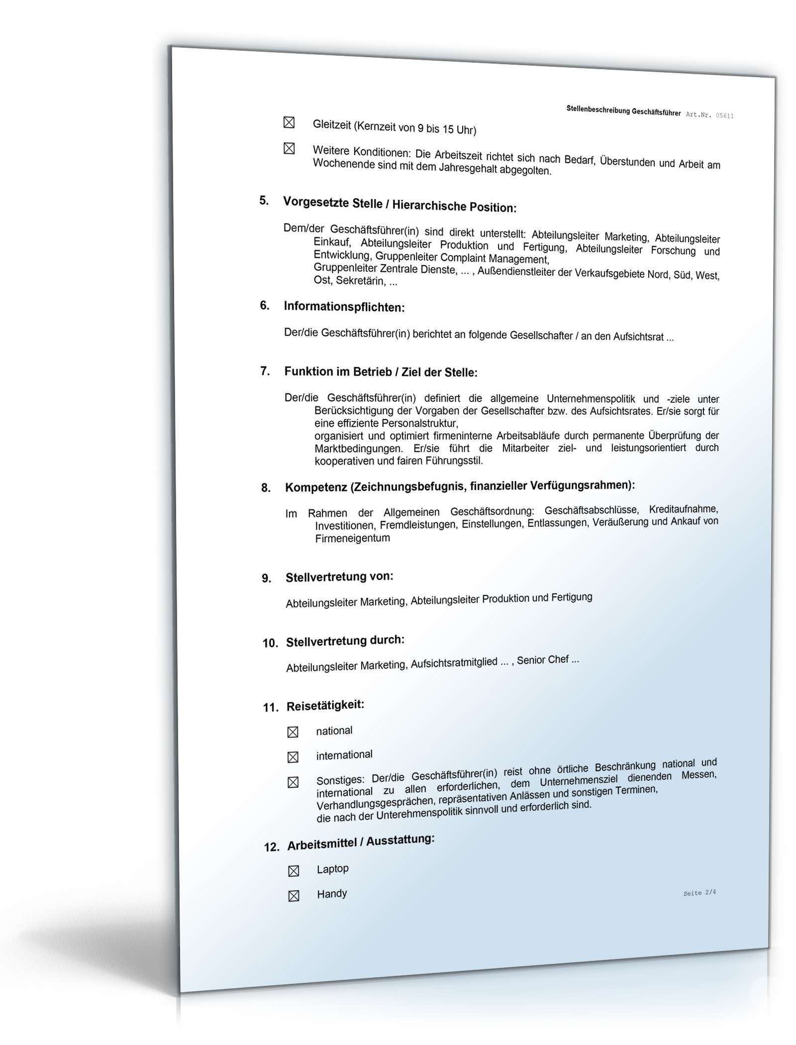 Stellenbeschreibung Geschäftsführer/-in Word. Seite: 2