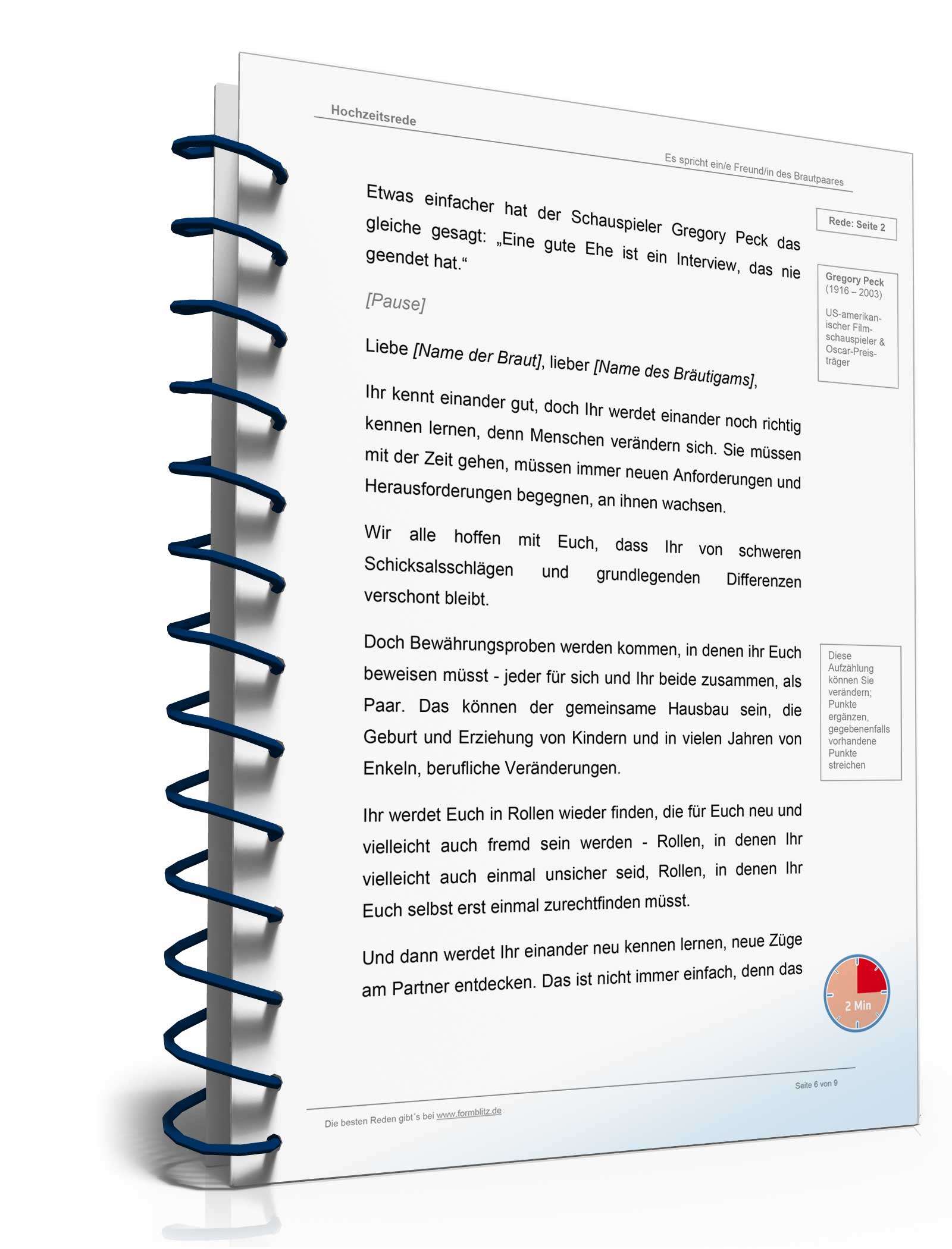 Hochzeitsrede (Freund/Freundin des Brautpaares) Word. Seite: 6