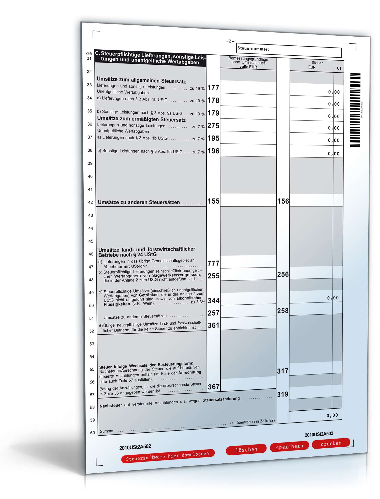 Umsatzsteuererklärung 2010 PDF. Seite: 2