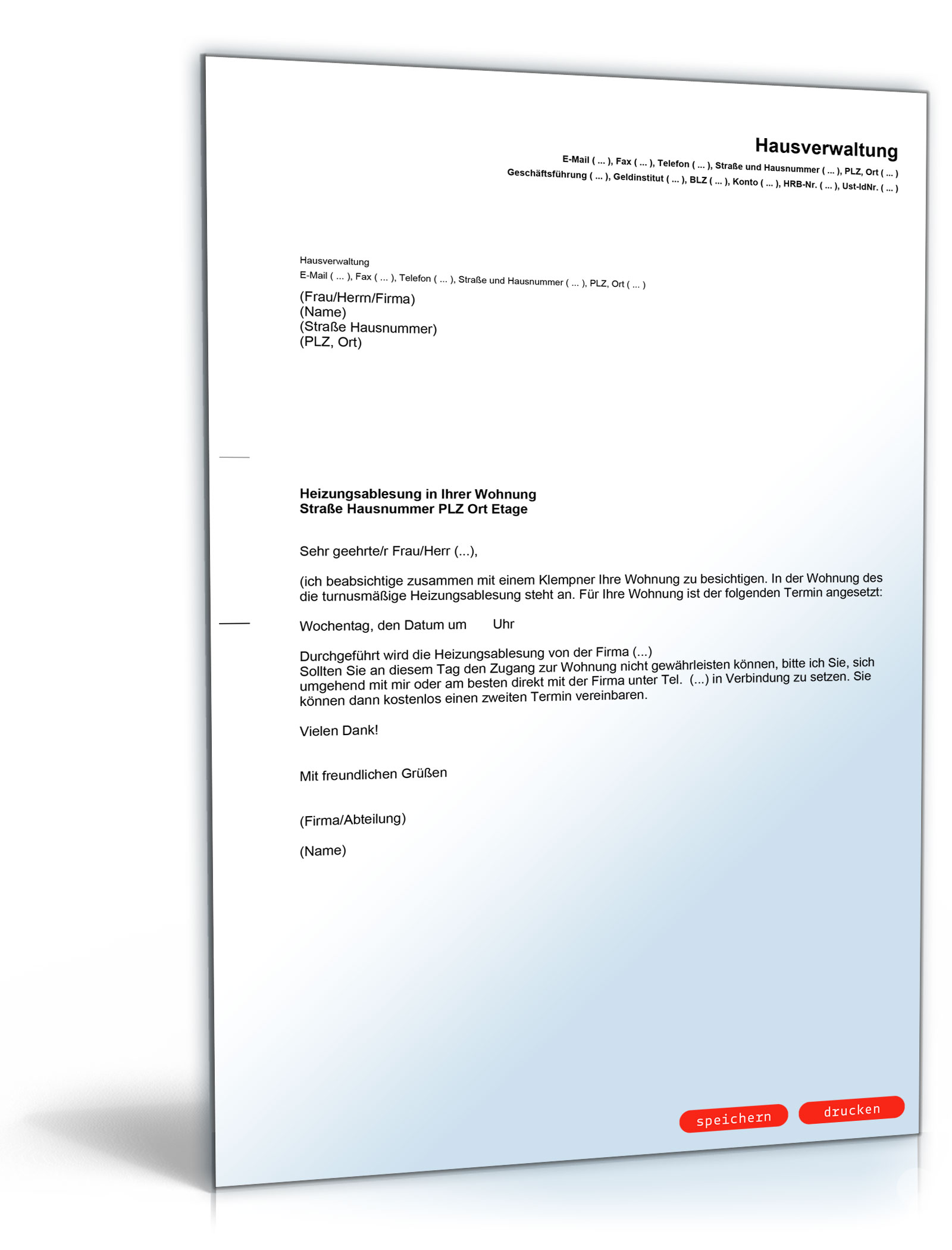 Ablesetermin Ankündigung Vermieter PDF