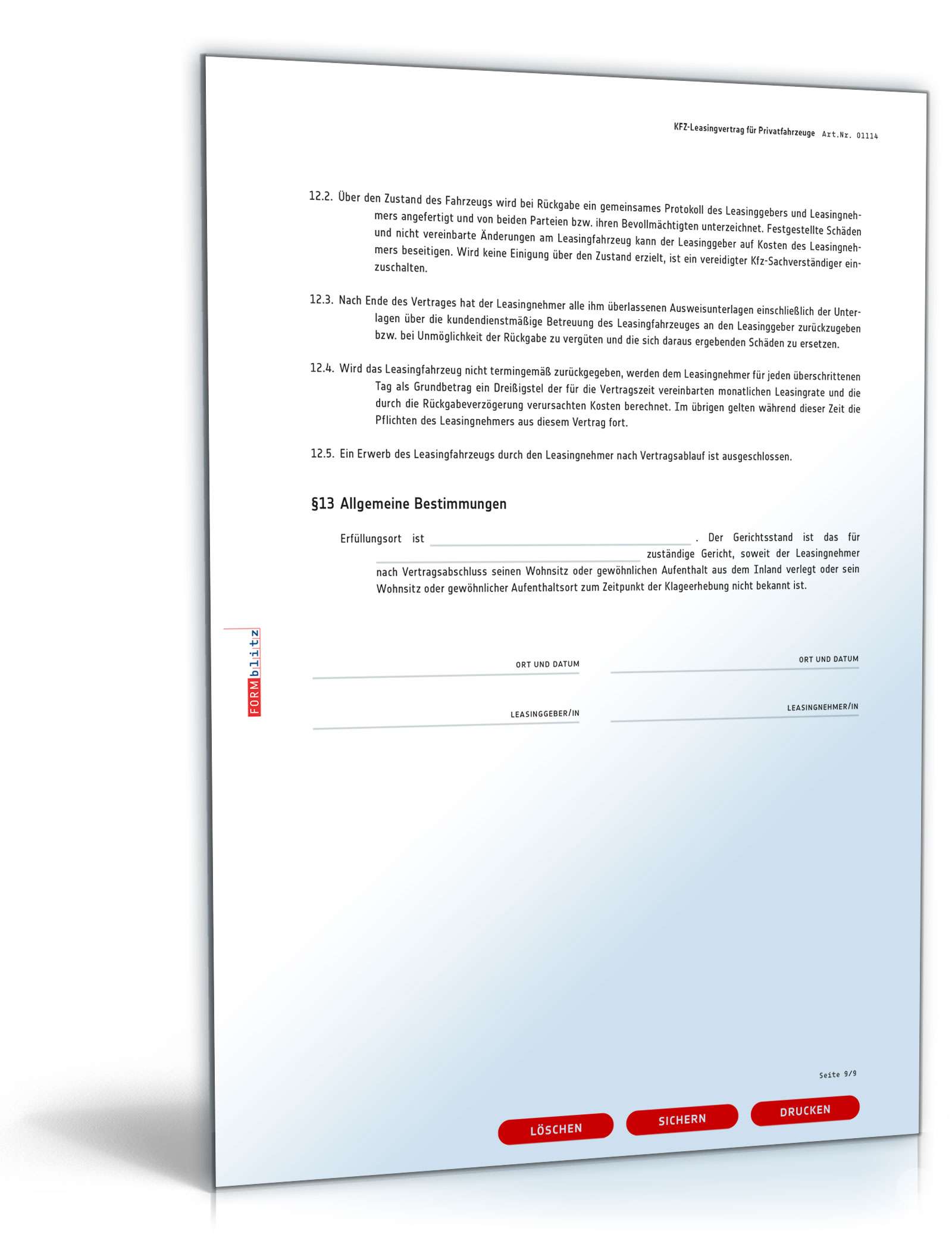 Kfz-Leasingvertrag Privatfahrzeuge PDF. Seite: 9