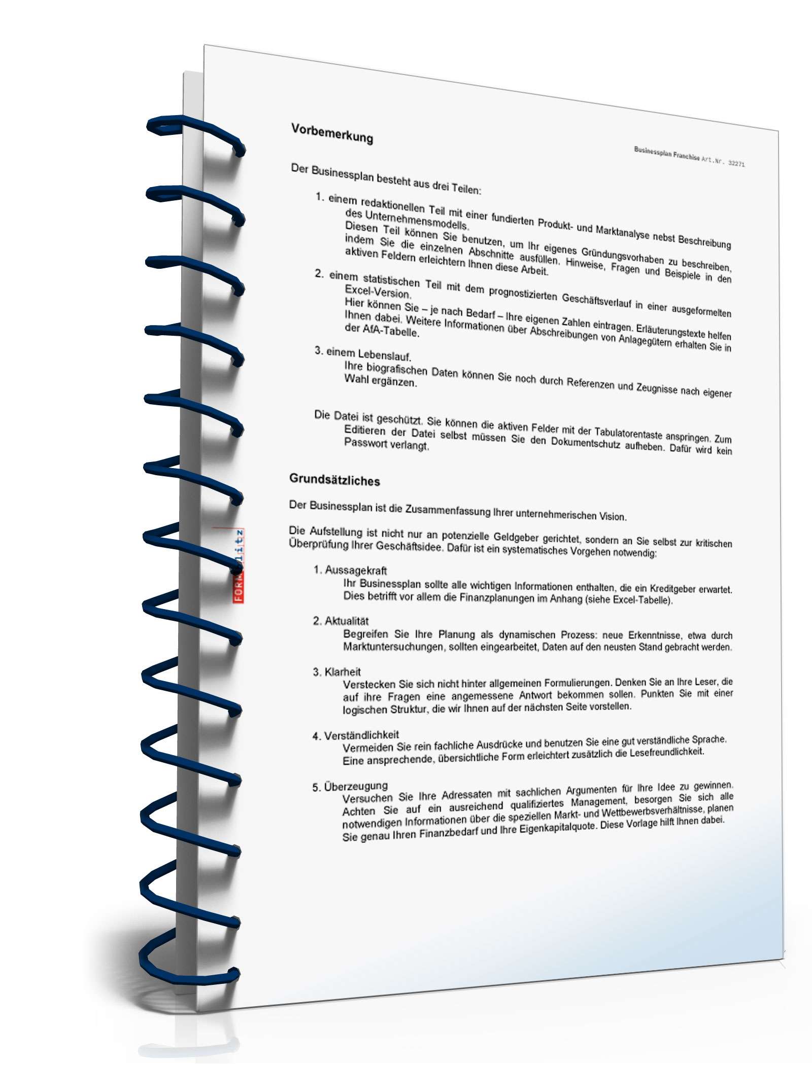 Businessplan Franchise (Bäckerei) Excel. Seite: 3