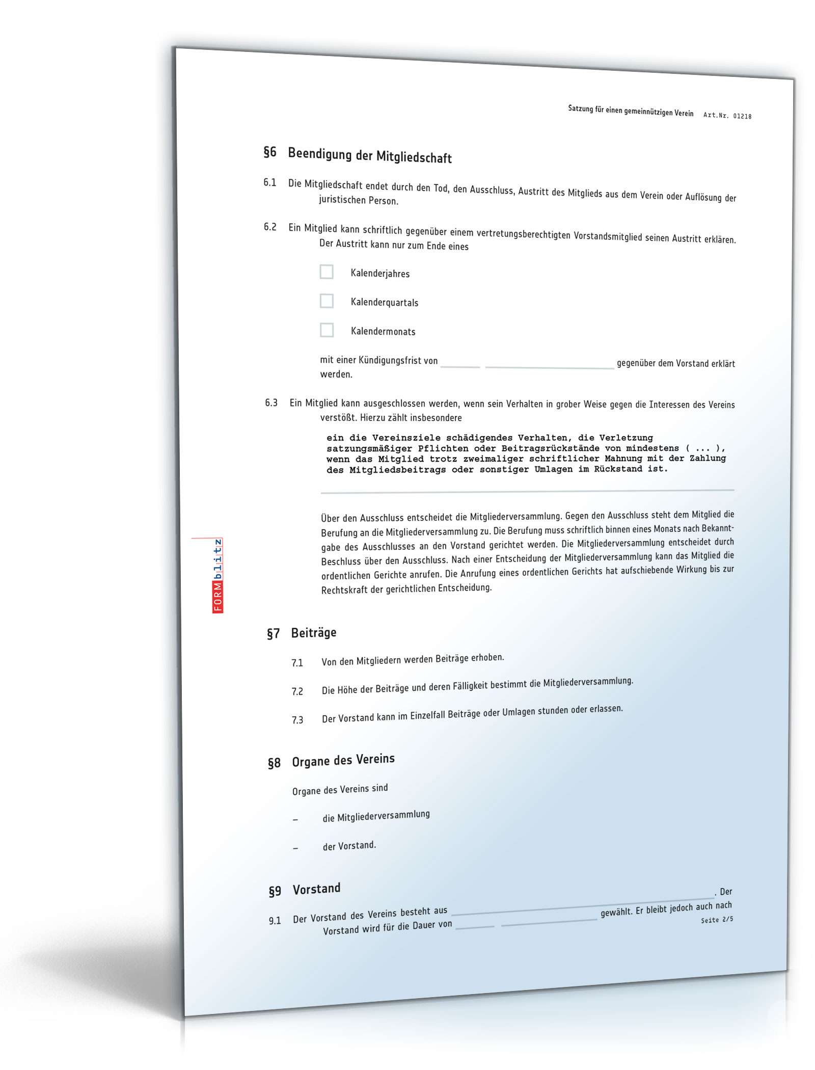 Detaillierte Satzung gemeinnütziger Verein PDF. Seite: 2