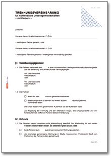 Trennungsvereinbarung mit Kindern Word