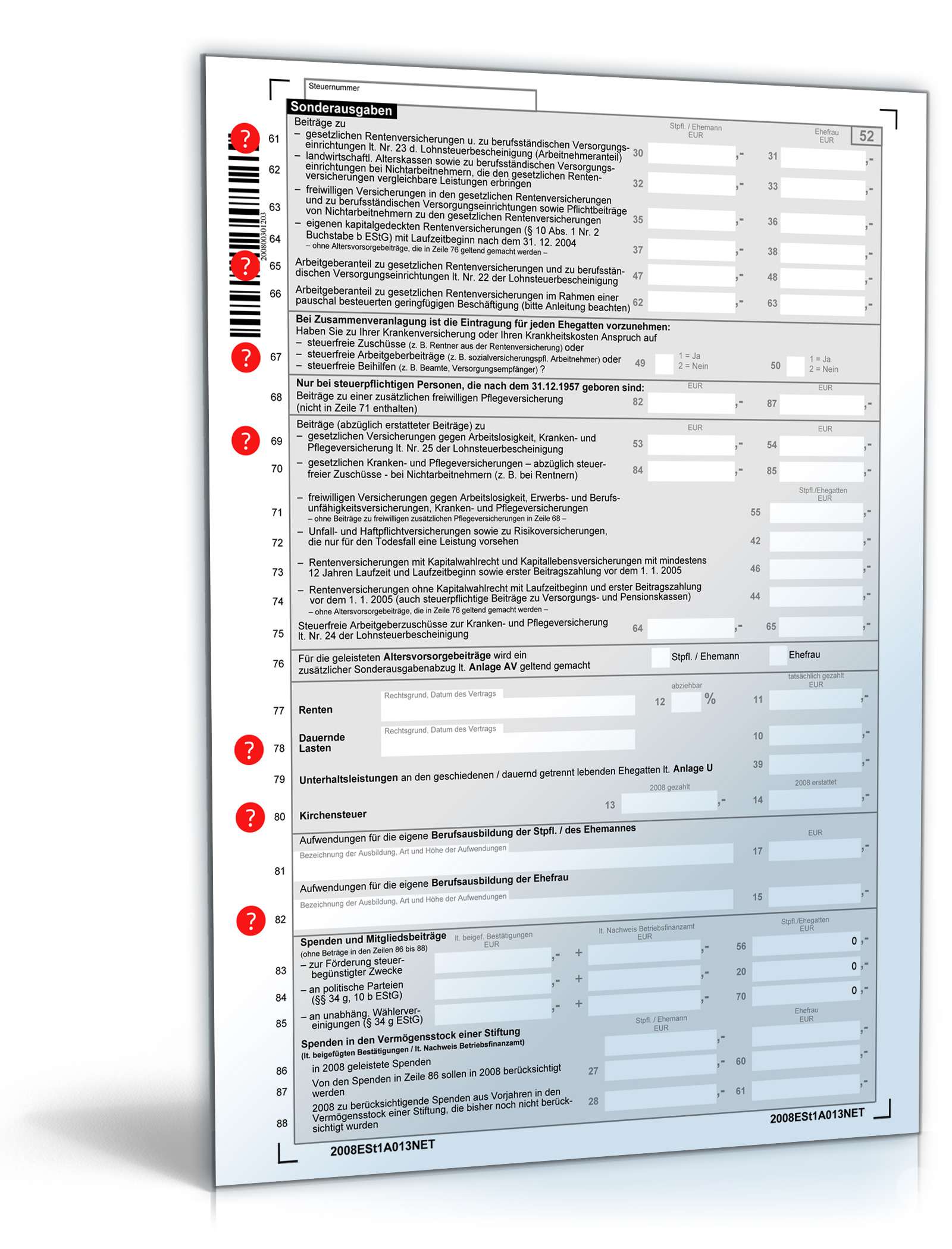 Einkommensteuererklärung 2008 PDF. Seite: 3