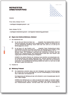 Befristeter Arbeitsvertrag Word