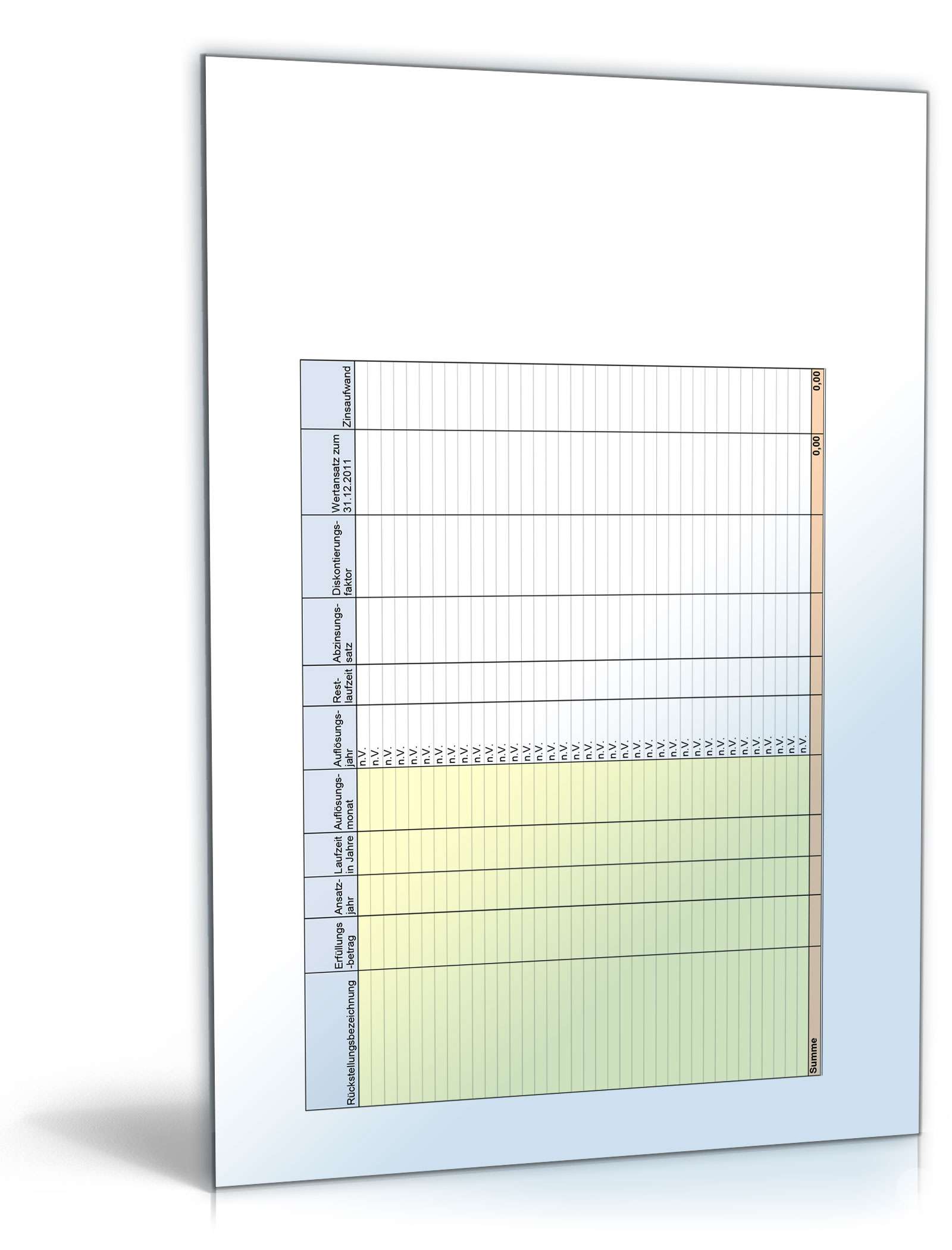 Rückstellungsrechner XL Excel. Seite: 4