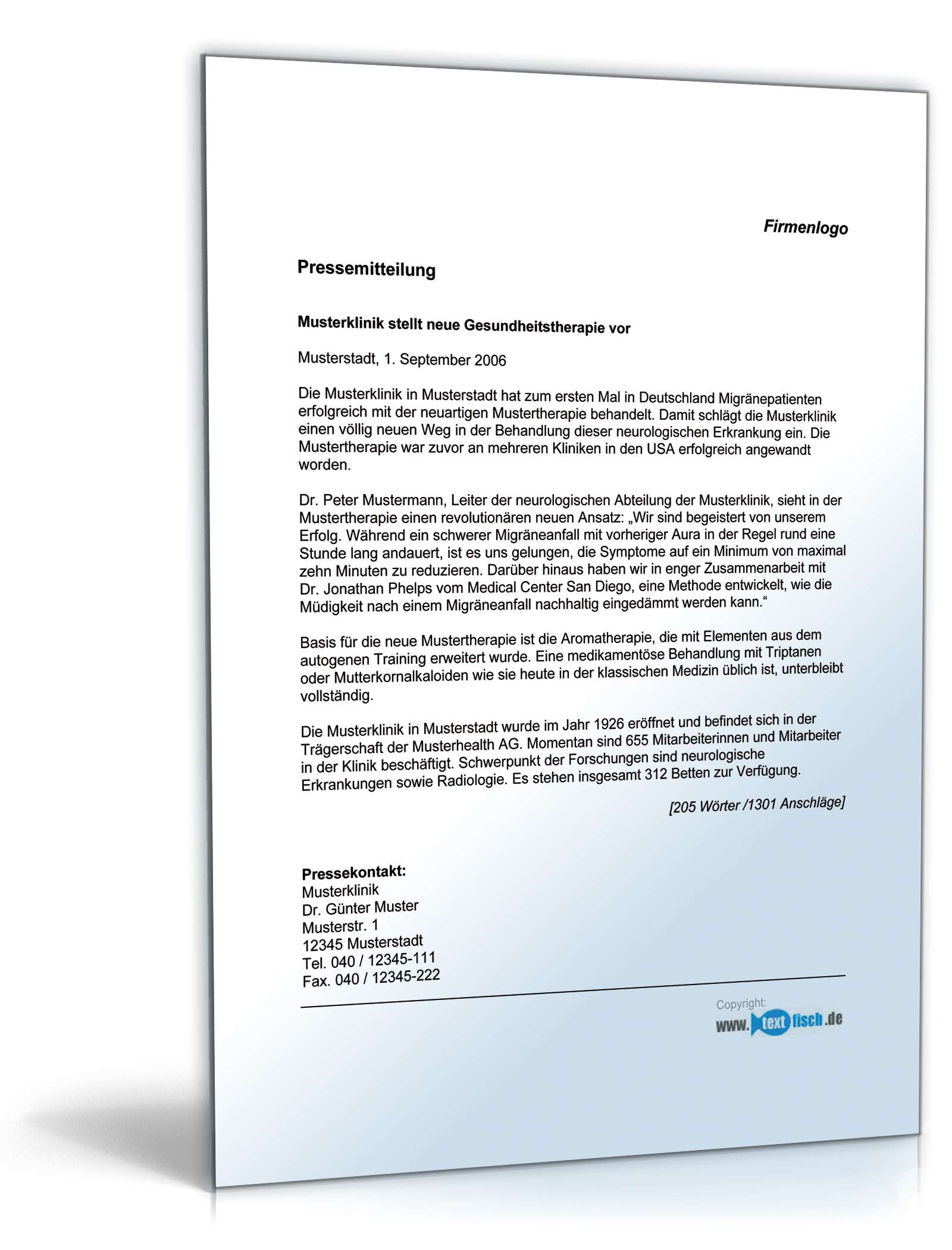 Pressemitteilung Vorstellung einer neuen Gesundheitstherapie