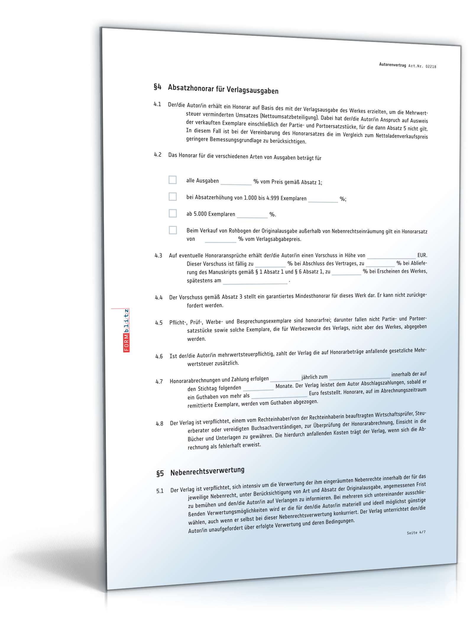 Autorenvertrag PDF. Seite: 4