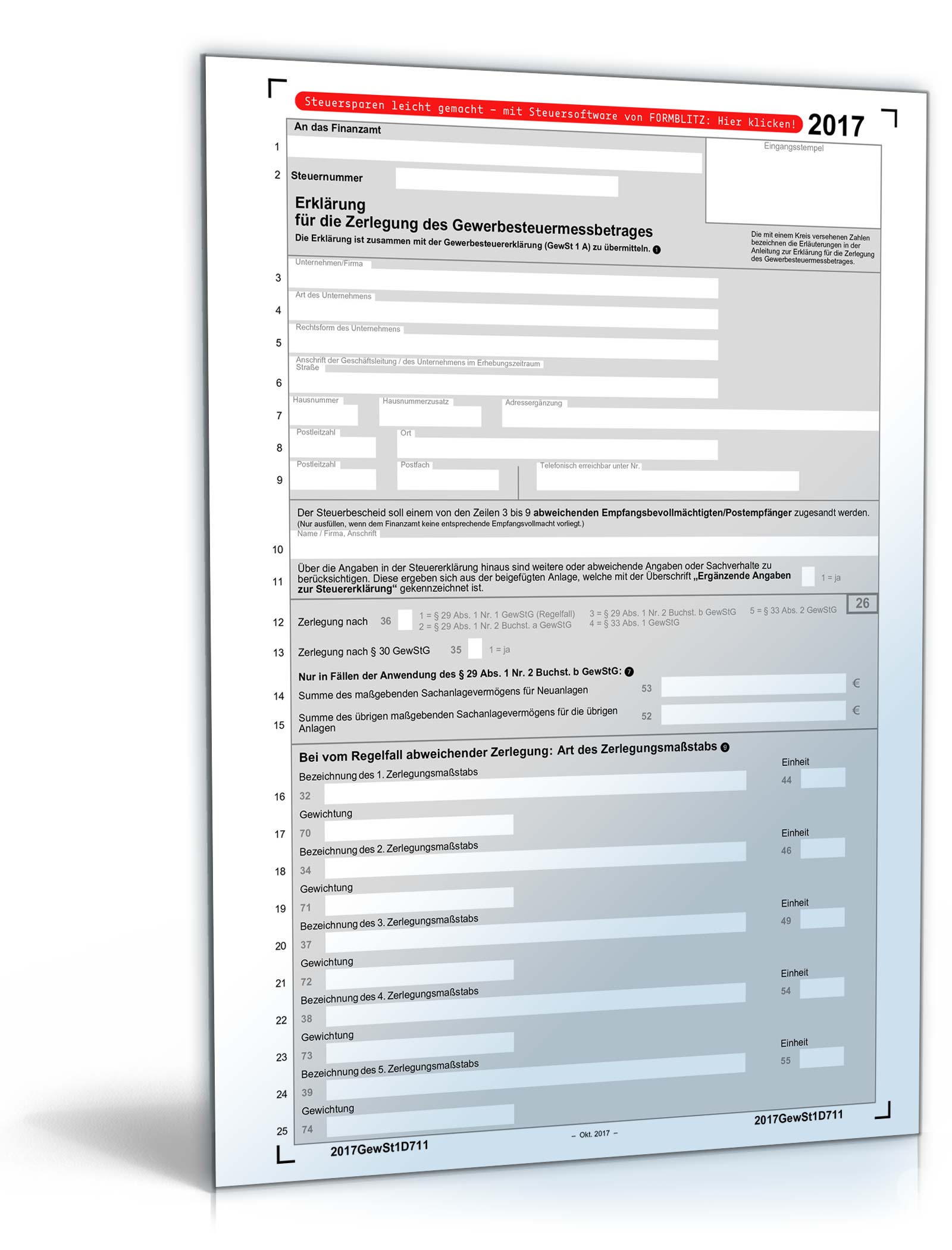 Erklärung Zerlegung Gewerbesteuermessbetrag 2017 PDF