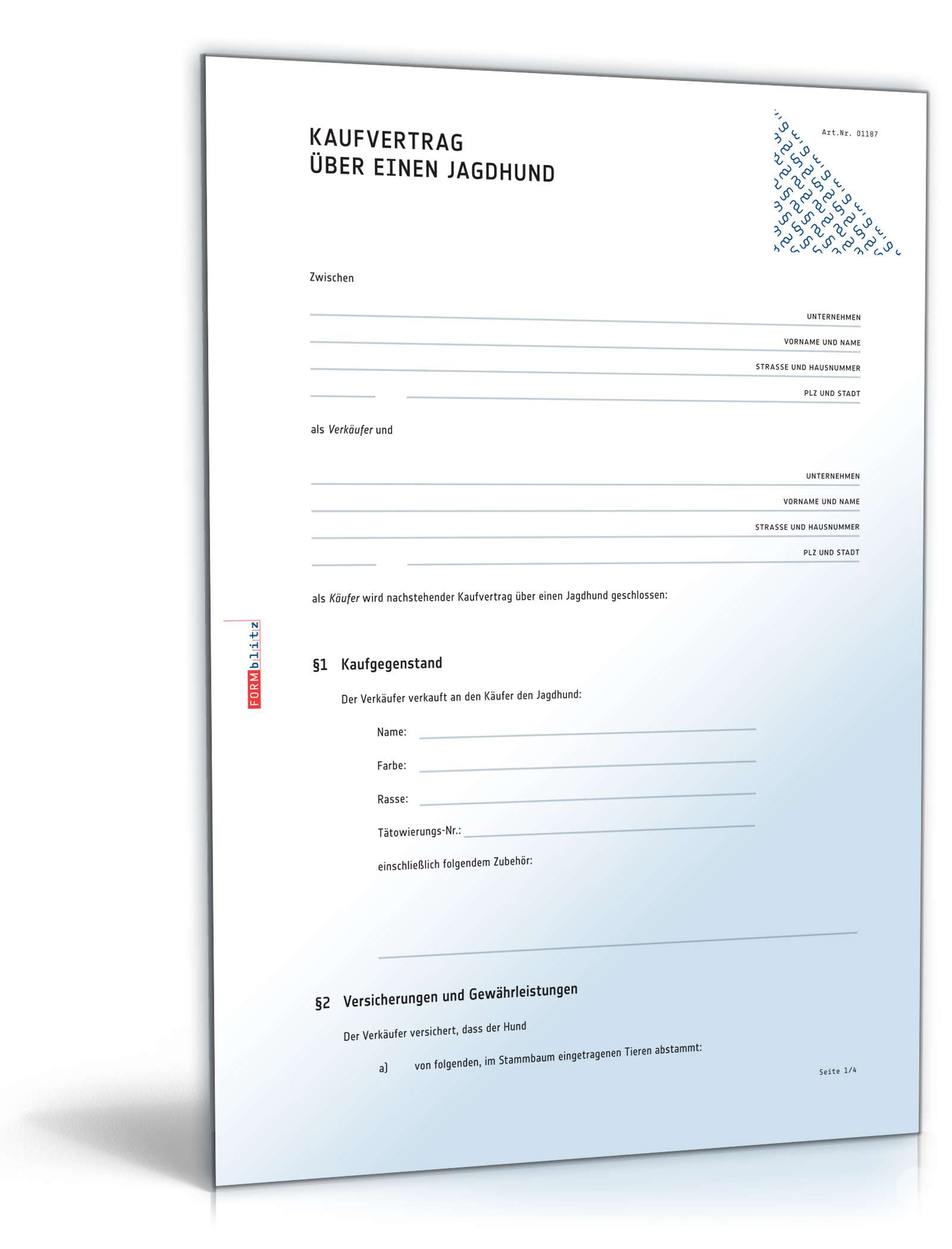 Kaufvertrag Jagdhund PDF
