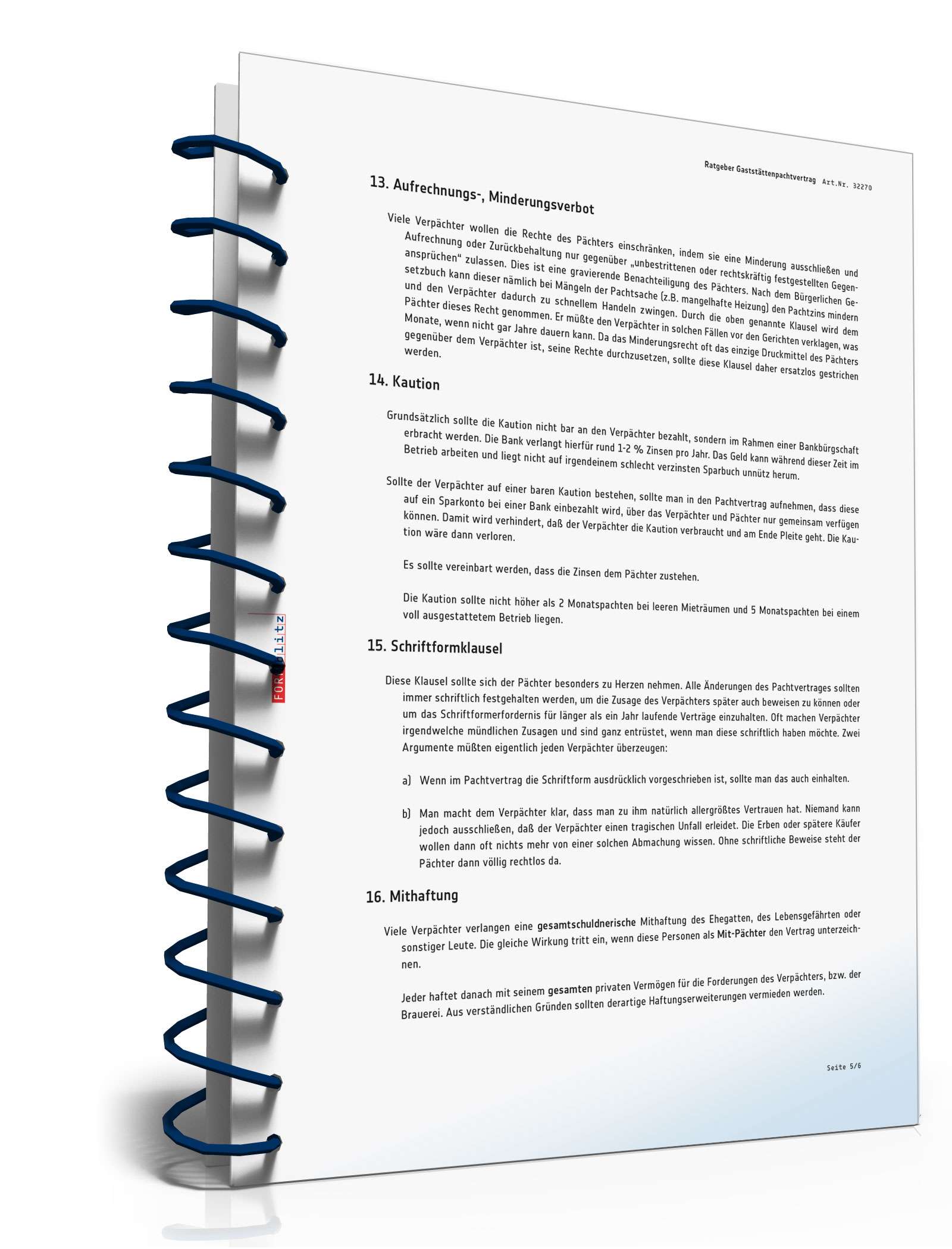 Ratgeber Gaststättenpachtvertrag  PDF. Seite: 6