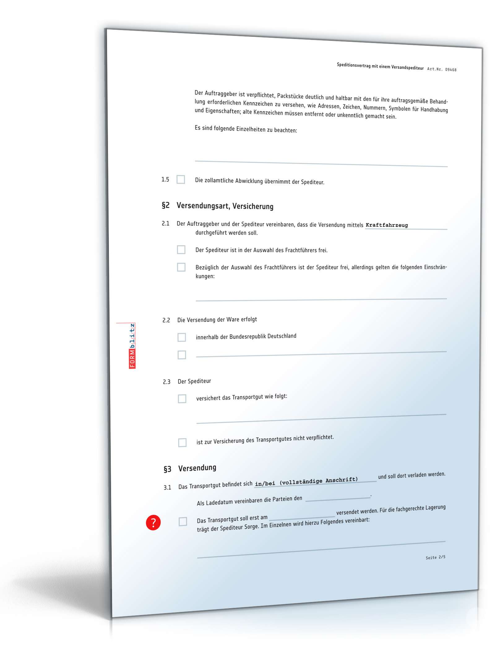 Speditionsvertrag PDF. Seite: 2