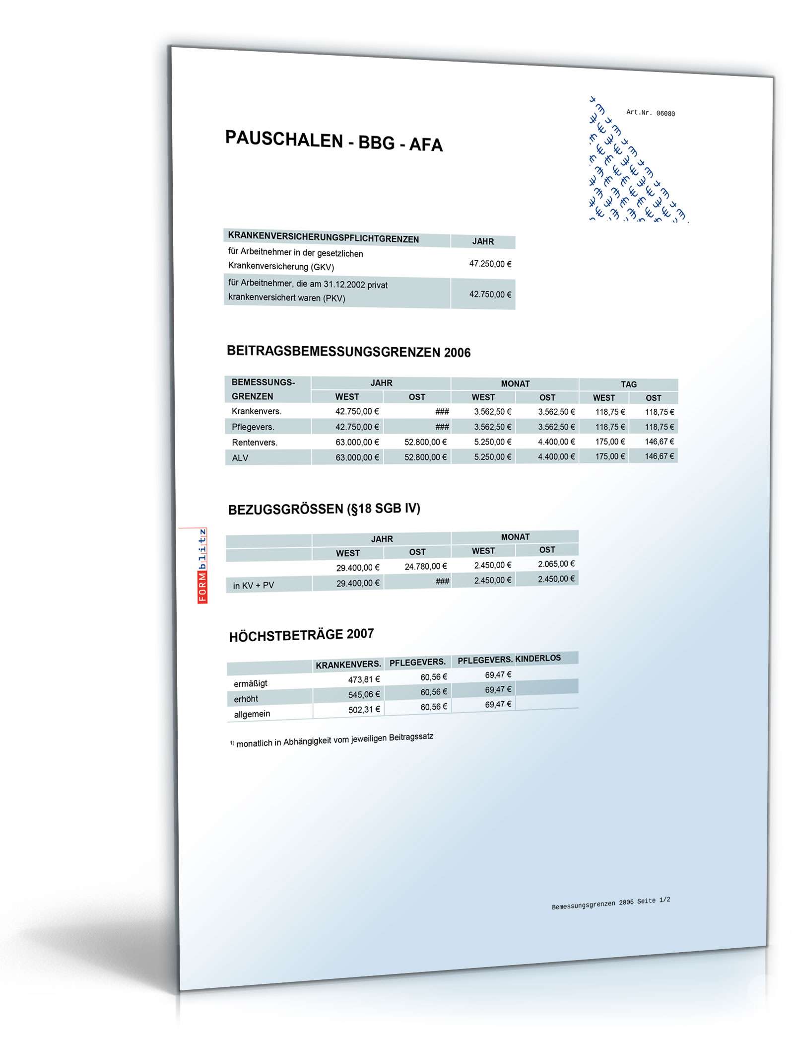 Diverse Pauschalsätze 2007/2008 Excel. Seite: 5
