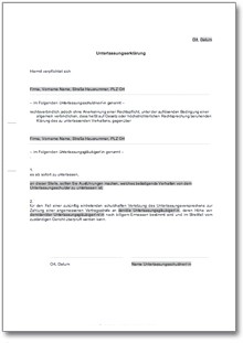 Unterlassungserklärung wegen Belästigung Word