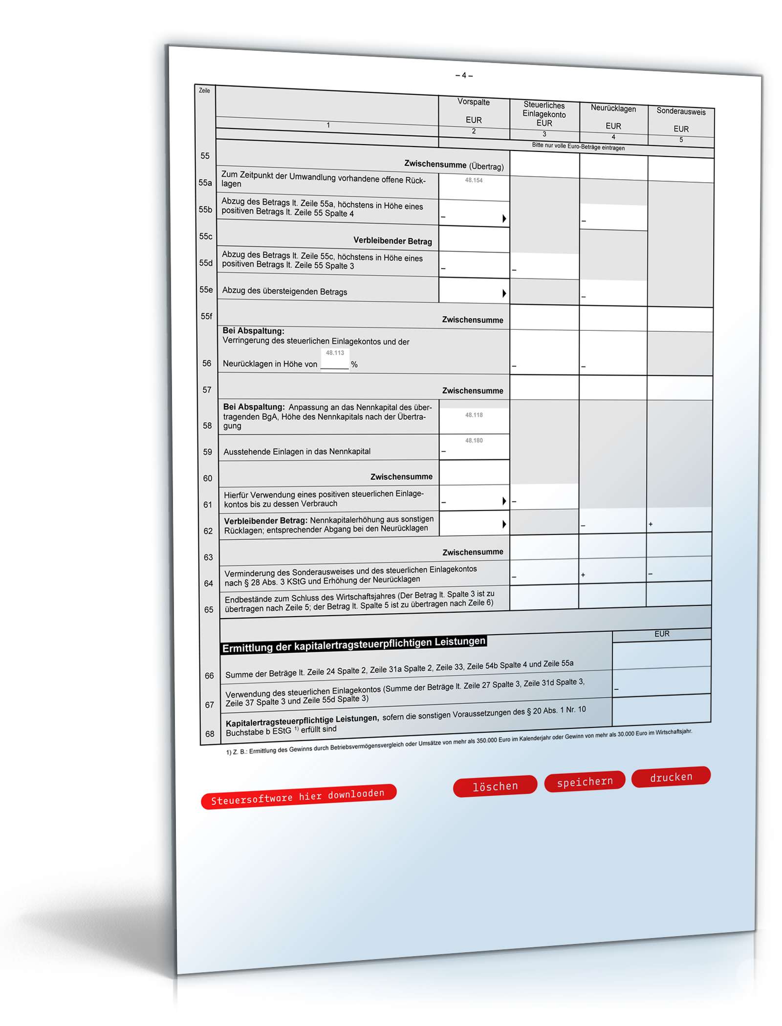 Erklärung zur gesonderten Feststellung PDF. Seite: 4