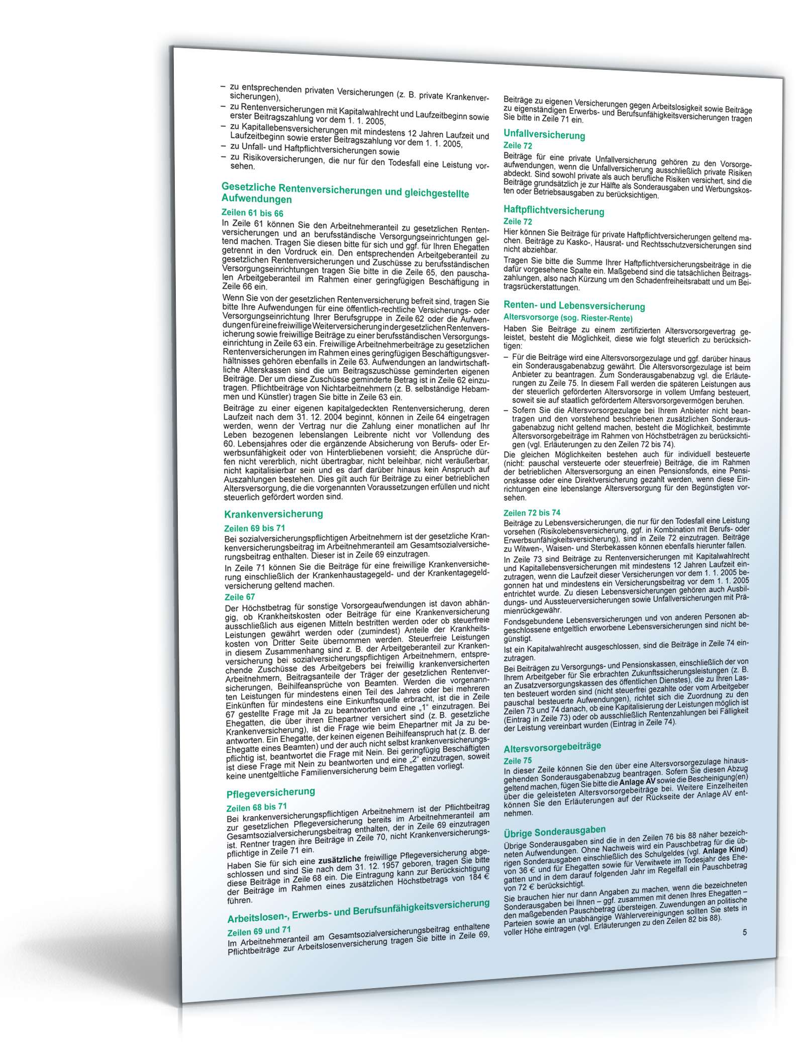 Anleitung zur Einkommensteuererklärung 2007 PDF. Seite: 5