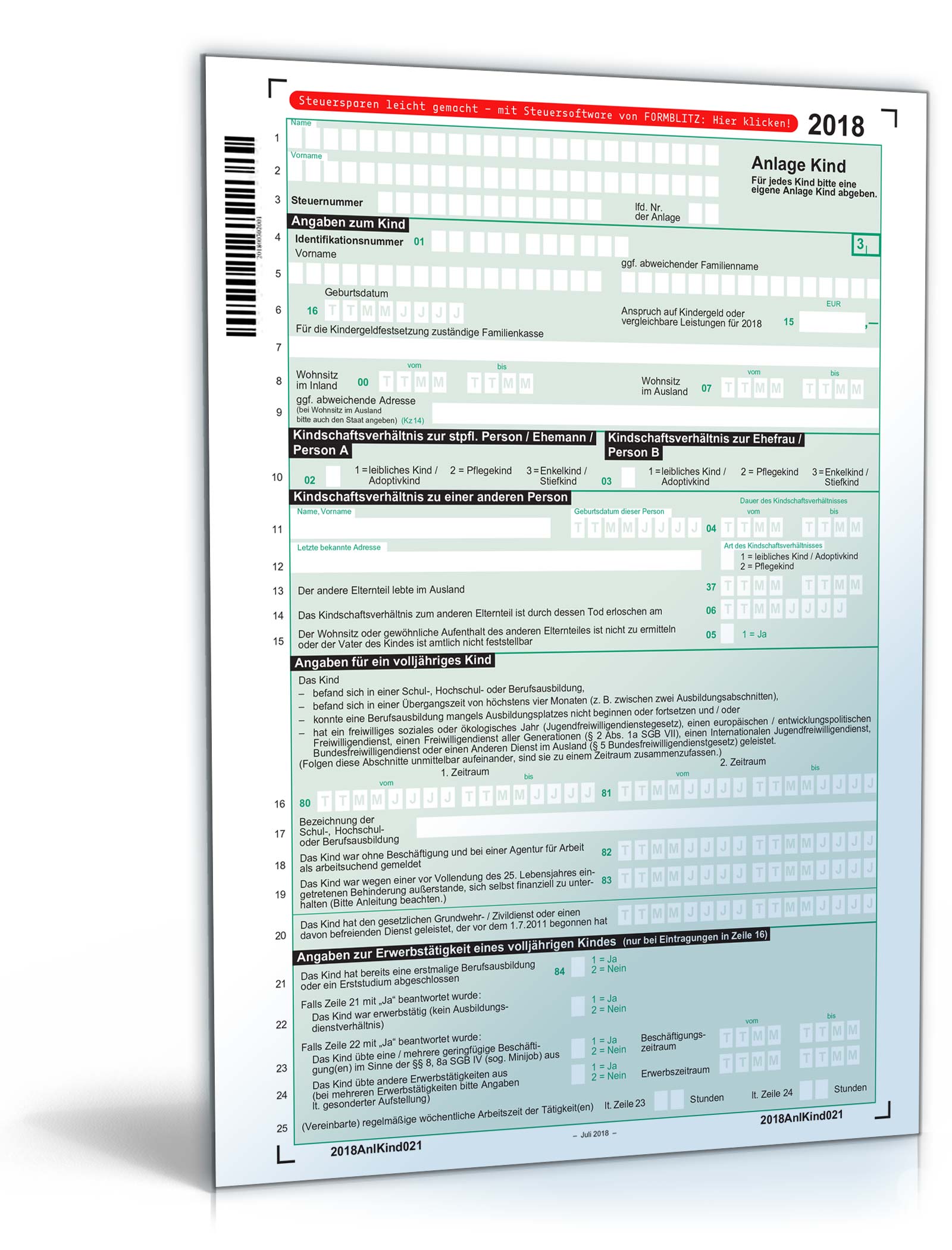 Anlage Kind 2018 PDF
