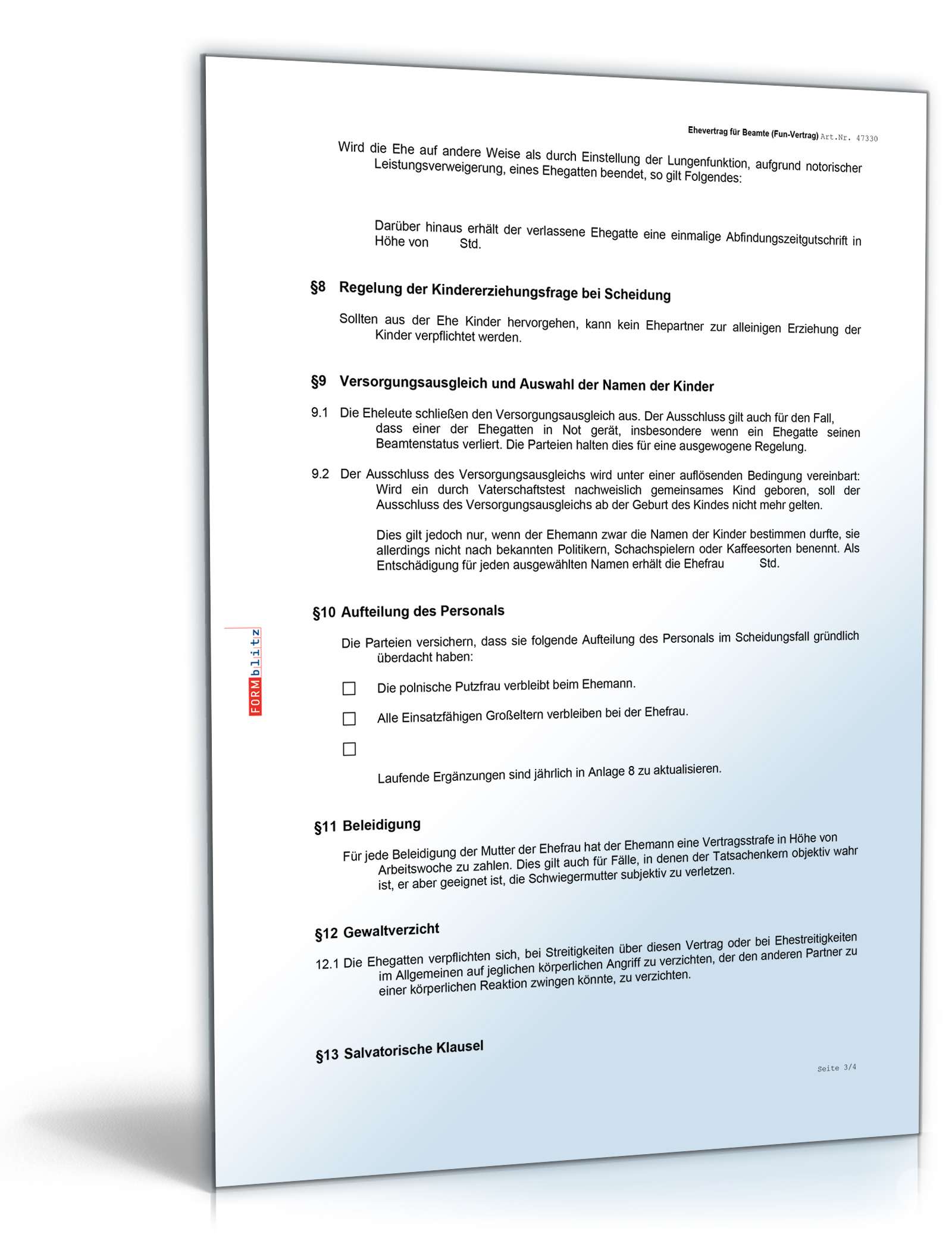 Ehevertrag Beamte Fun-Vertrag Word. Seite: 3