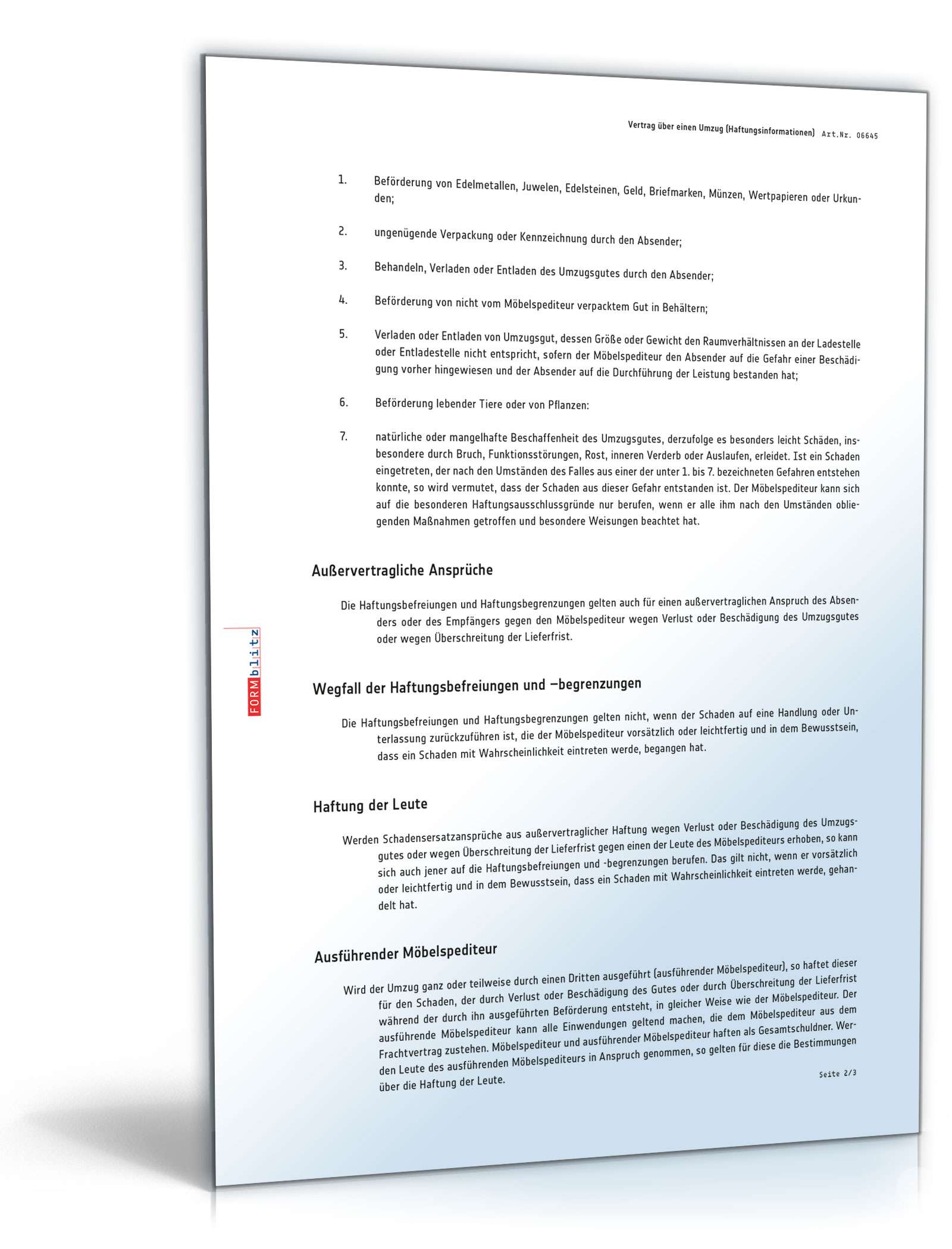 Umzugsvertrag PDF. Seite: 14