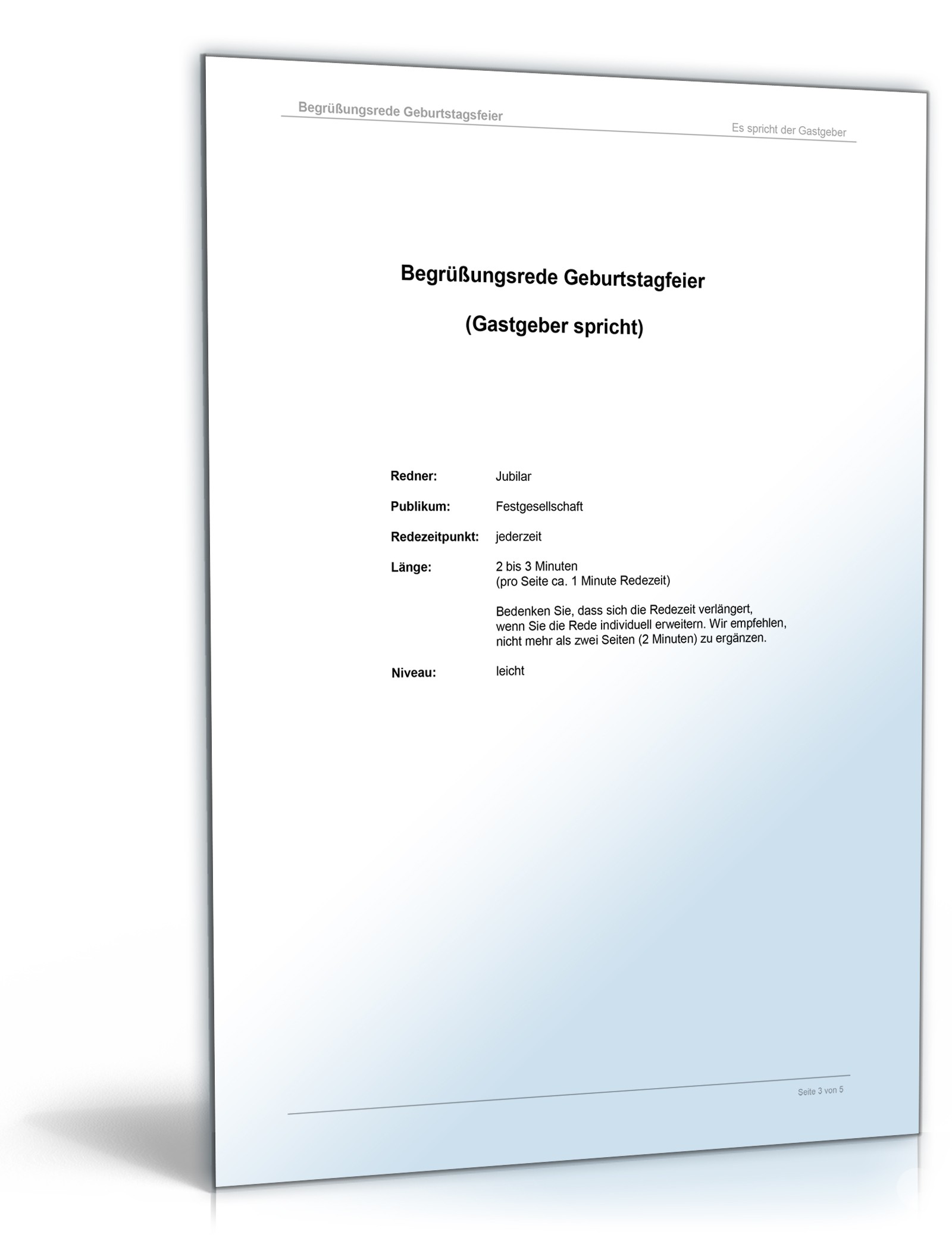 Begrüßungsrede Geburtstagsfeier Word. Seite: 2