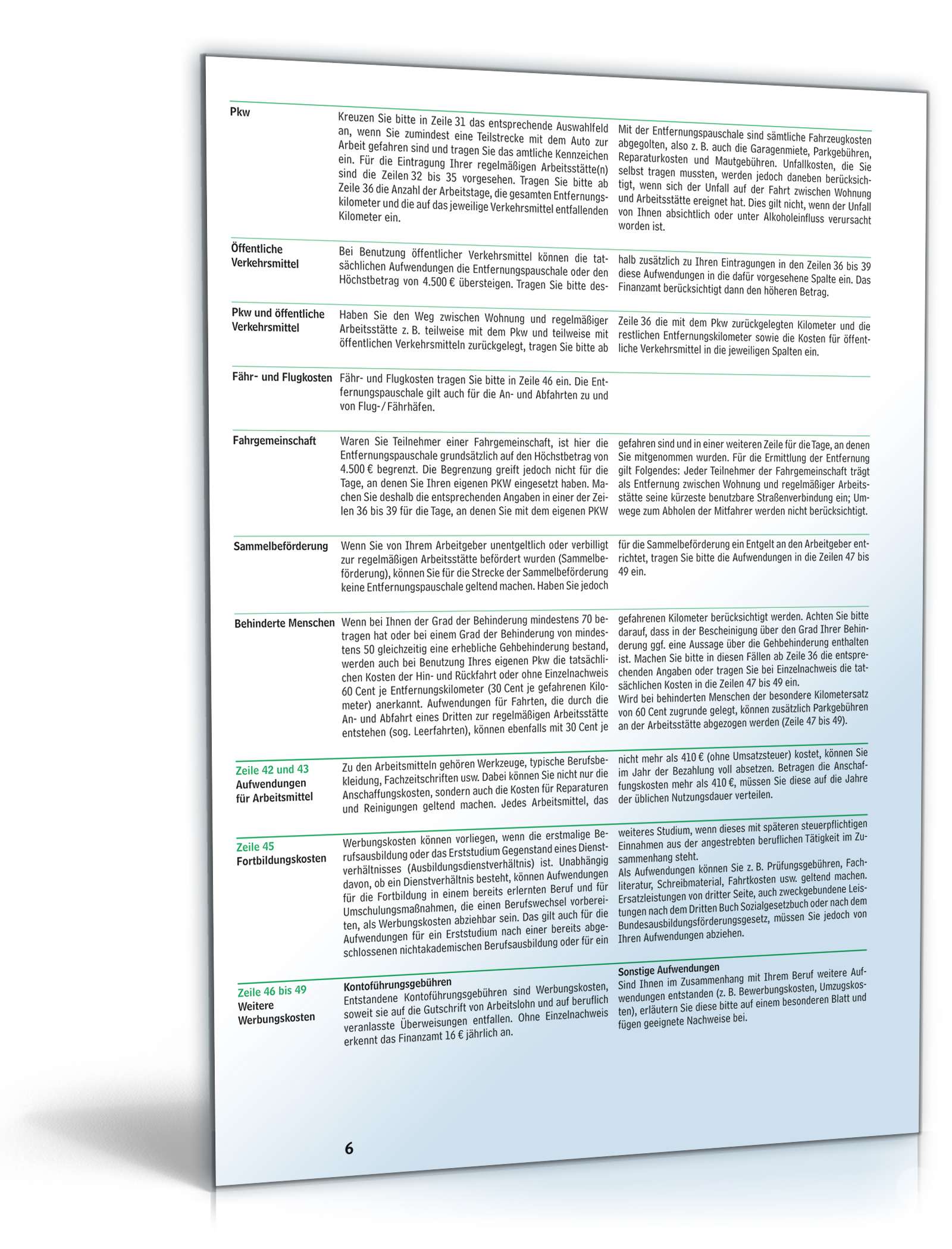 Anleitung zur Einkommensteuererklärung 2012 PDF. Seite: 6