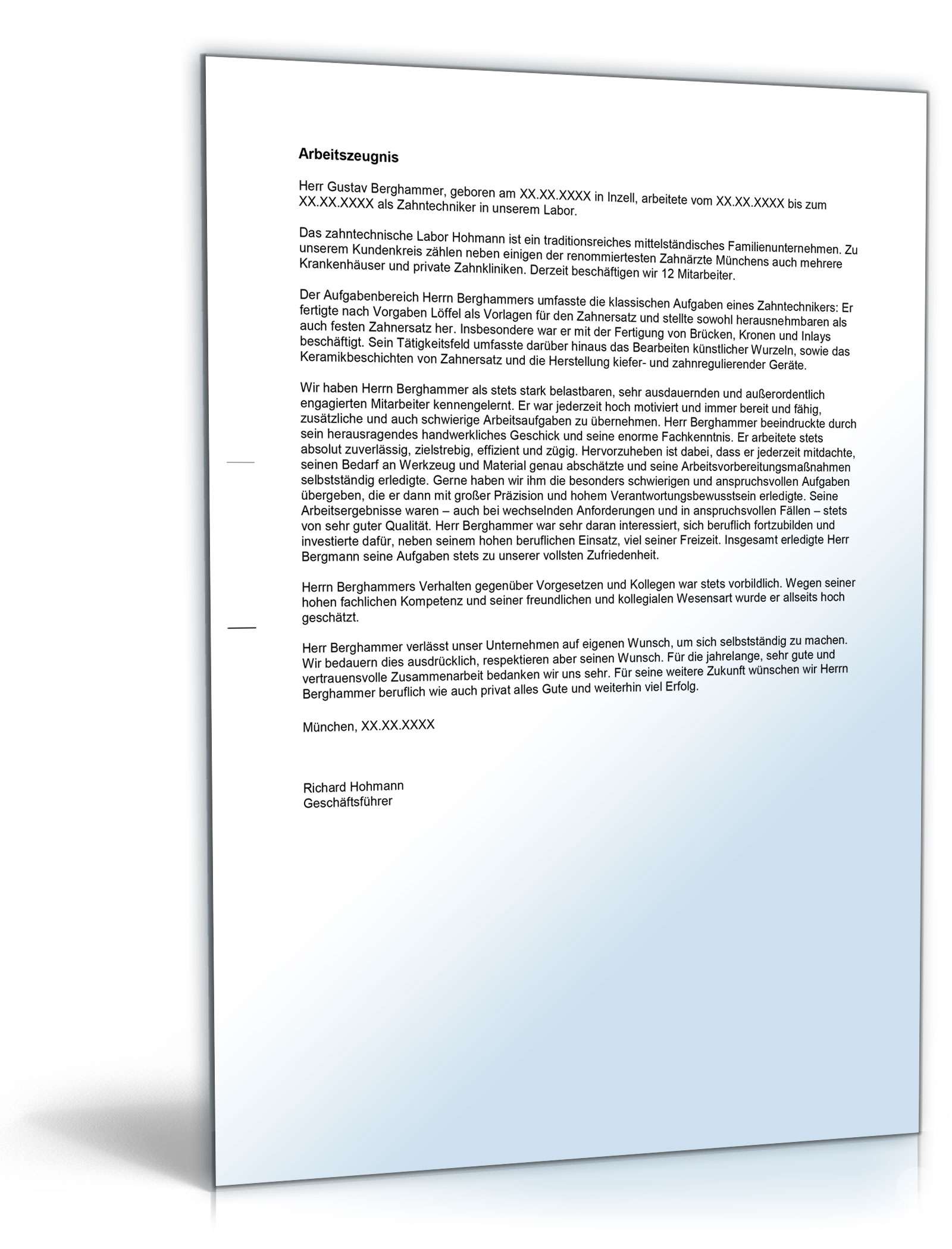 Arbeitszeugnis Zahntechniker Excel. Seite: 3