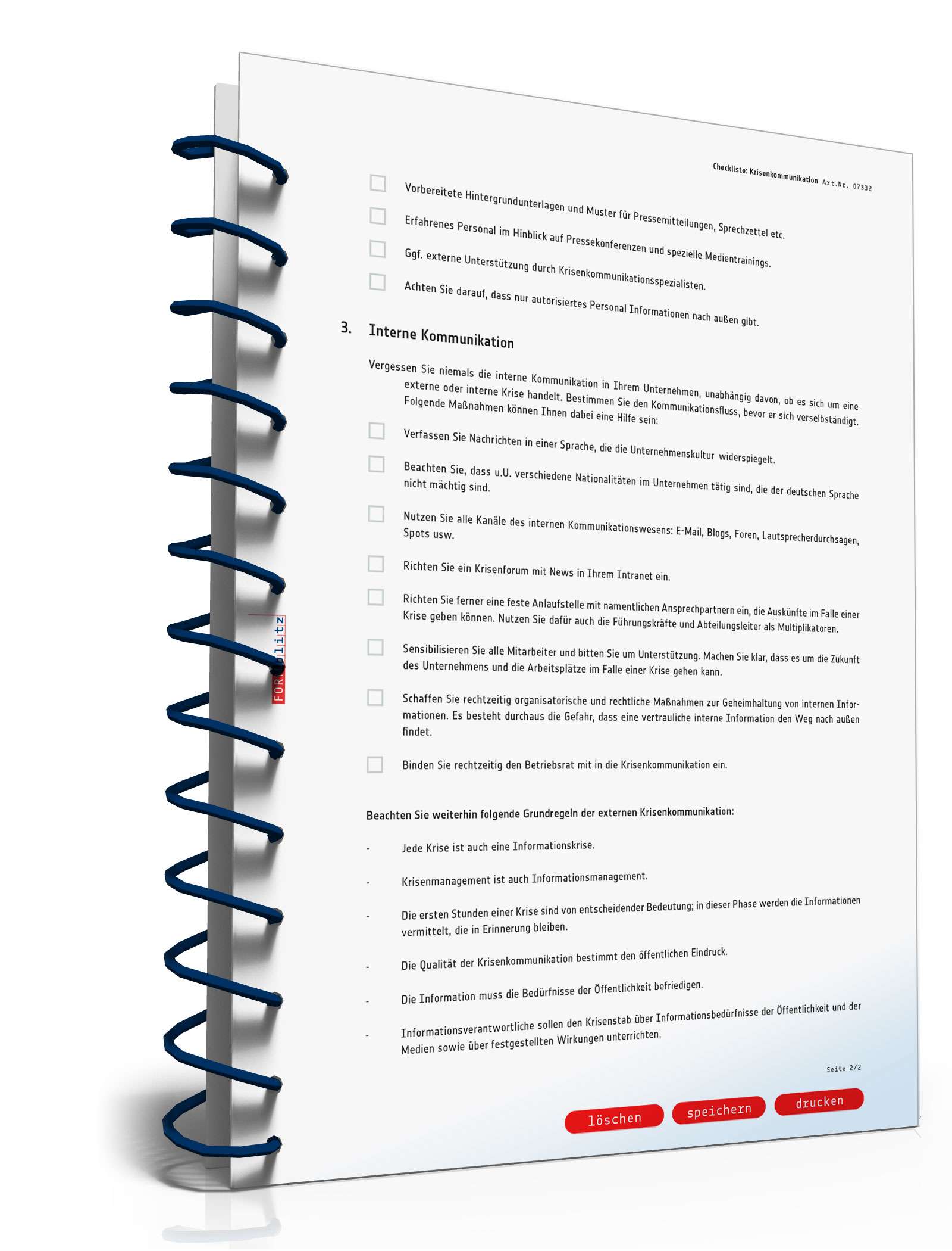 Krisenkommunikation Checkliste PDF. Seite: 2