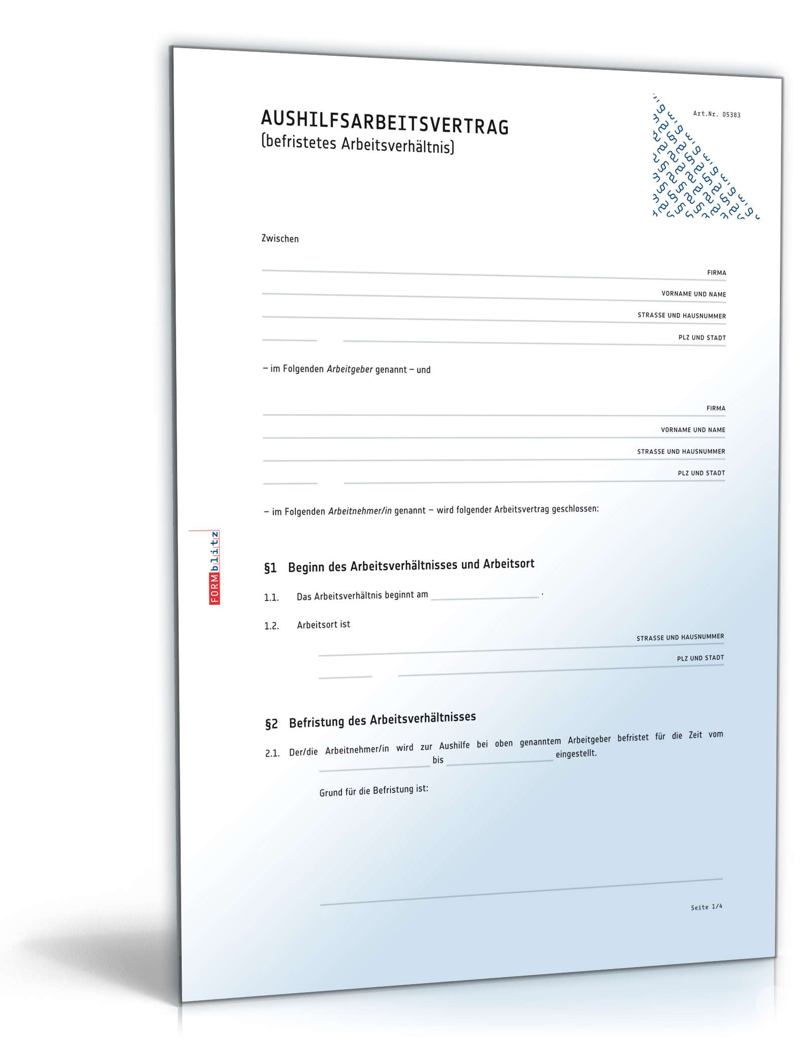 Aushilfsarbeitsvertrag Word