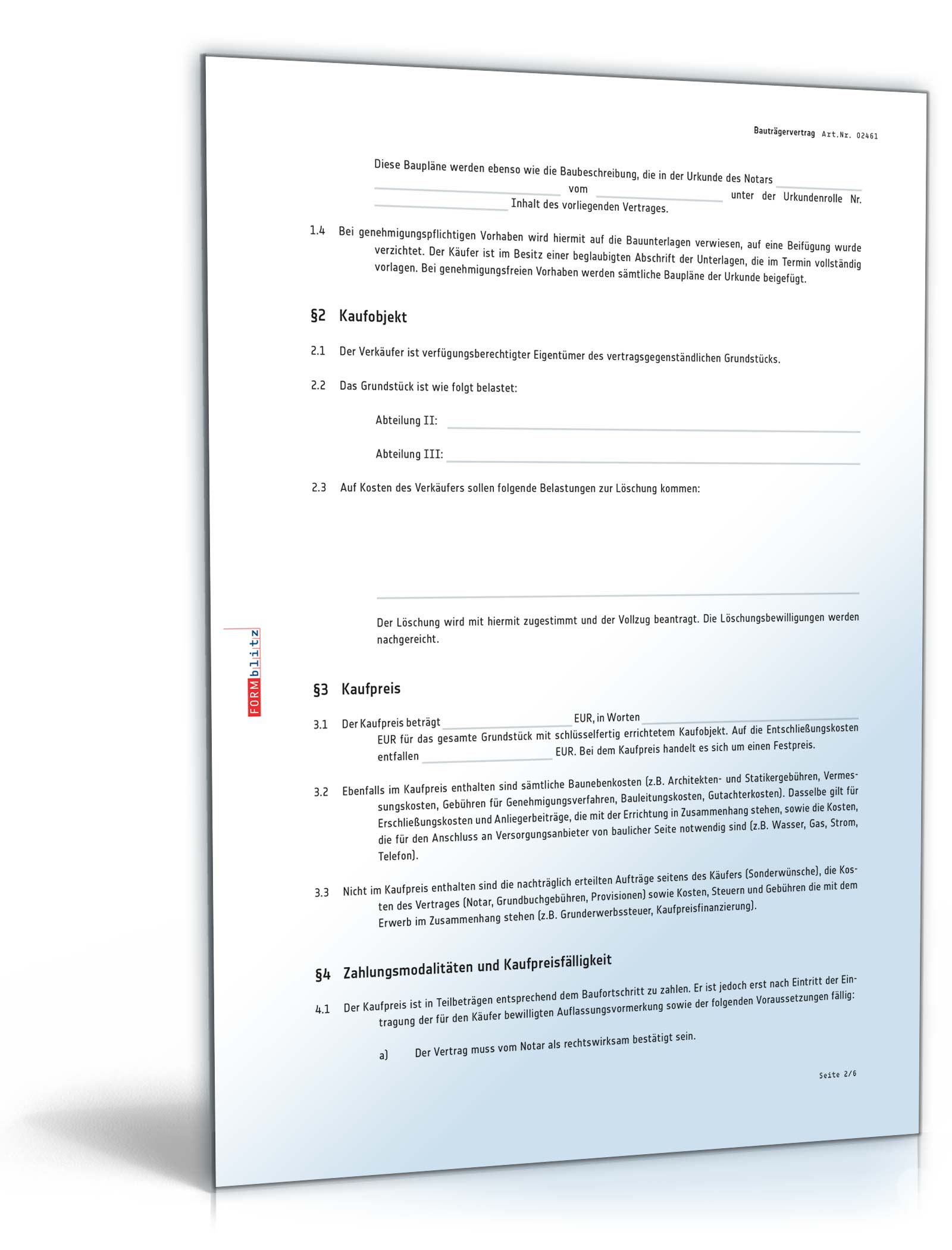 Bauträgervertrag PDF. Seite: 2